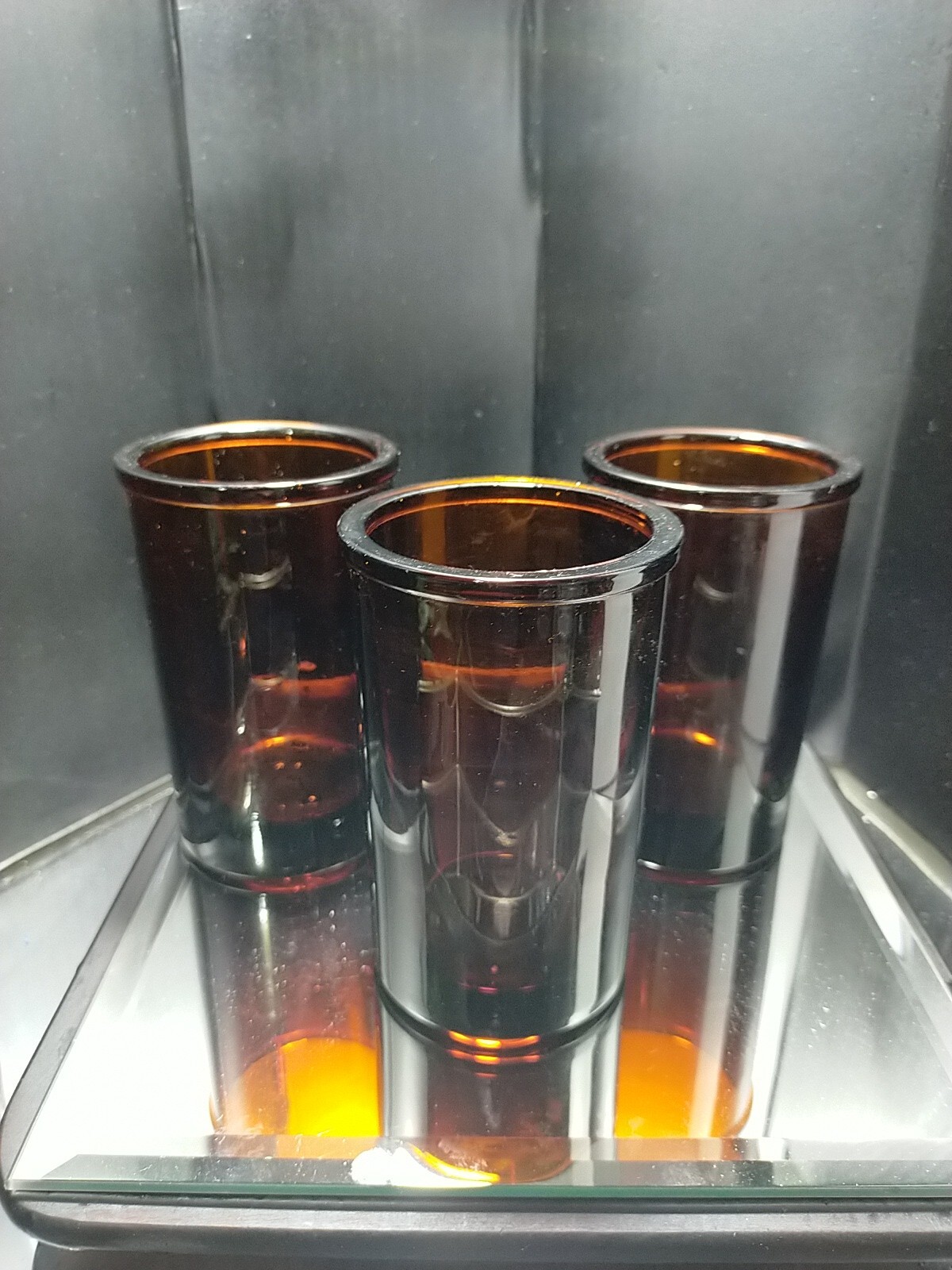 4 x Amber Latte Glass Thick Durable 250ml Beaker 12×7.5cm x 6mm