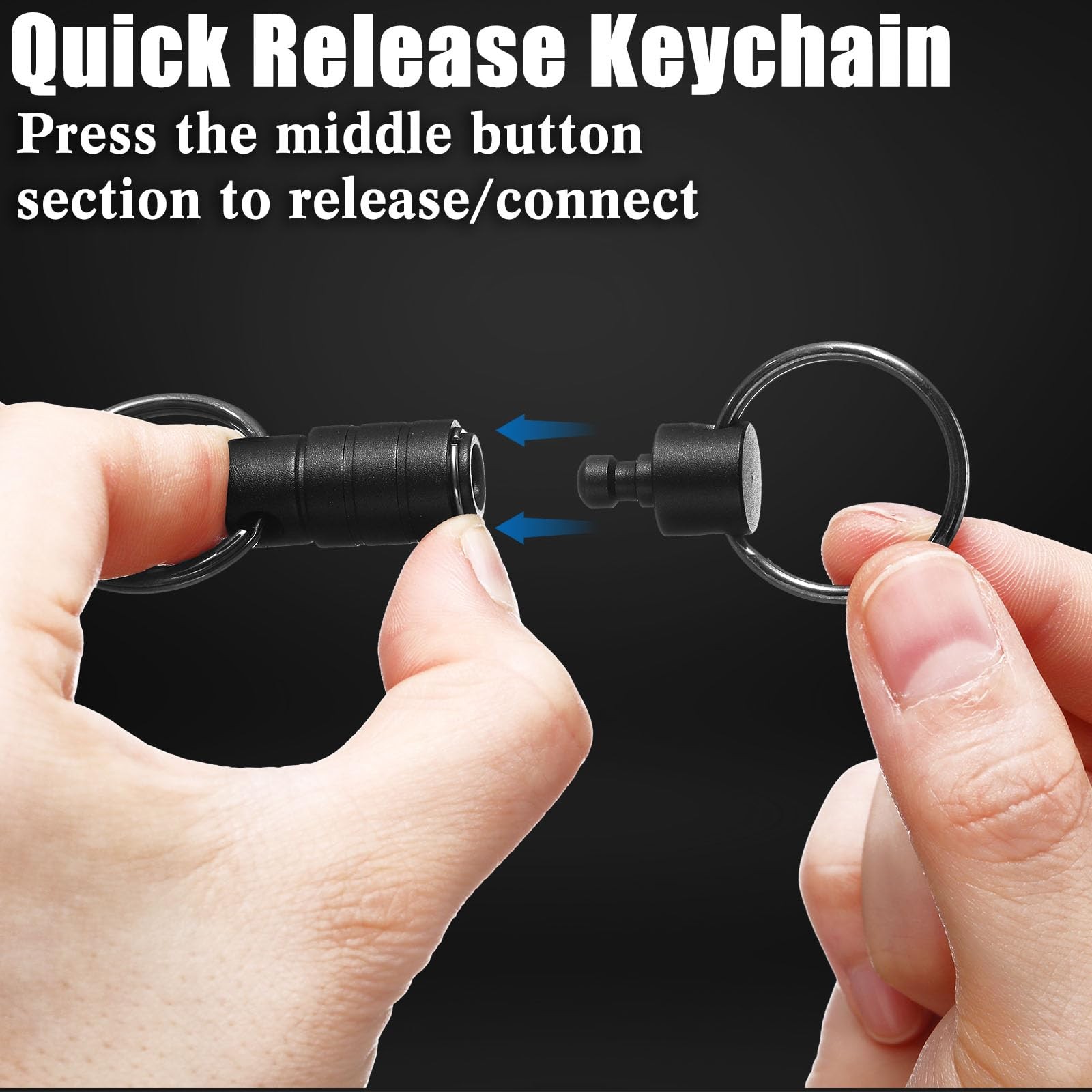 Yaocom 2 Pieces Quick Release Swivel Keychain 3 x 1.0 x 0.4 inches, Black