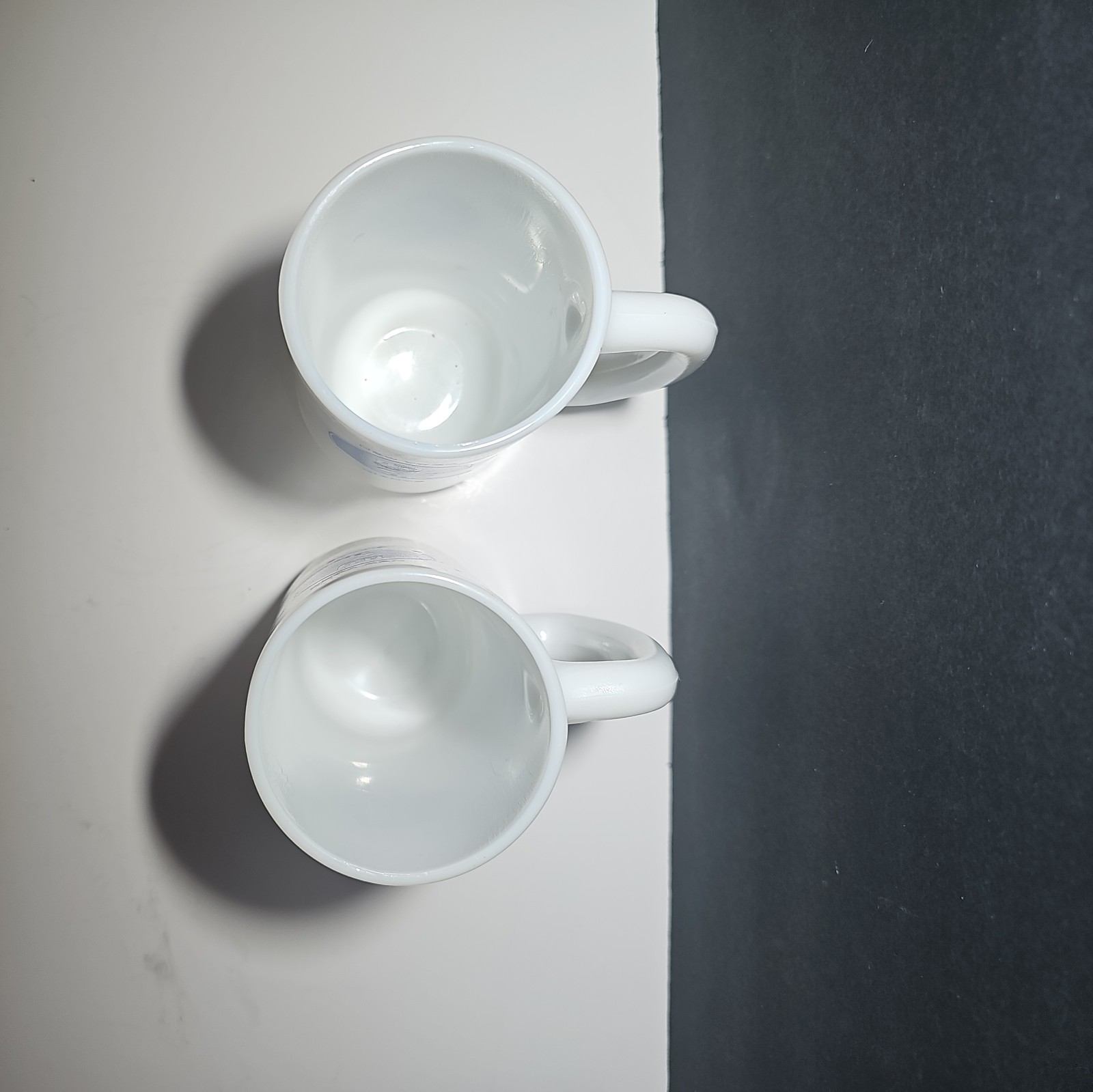 Vintage Giants Milk Glass beer stein mugs cup set 0f 2