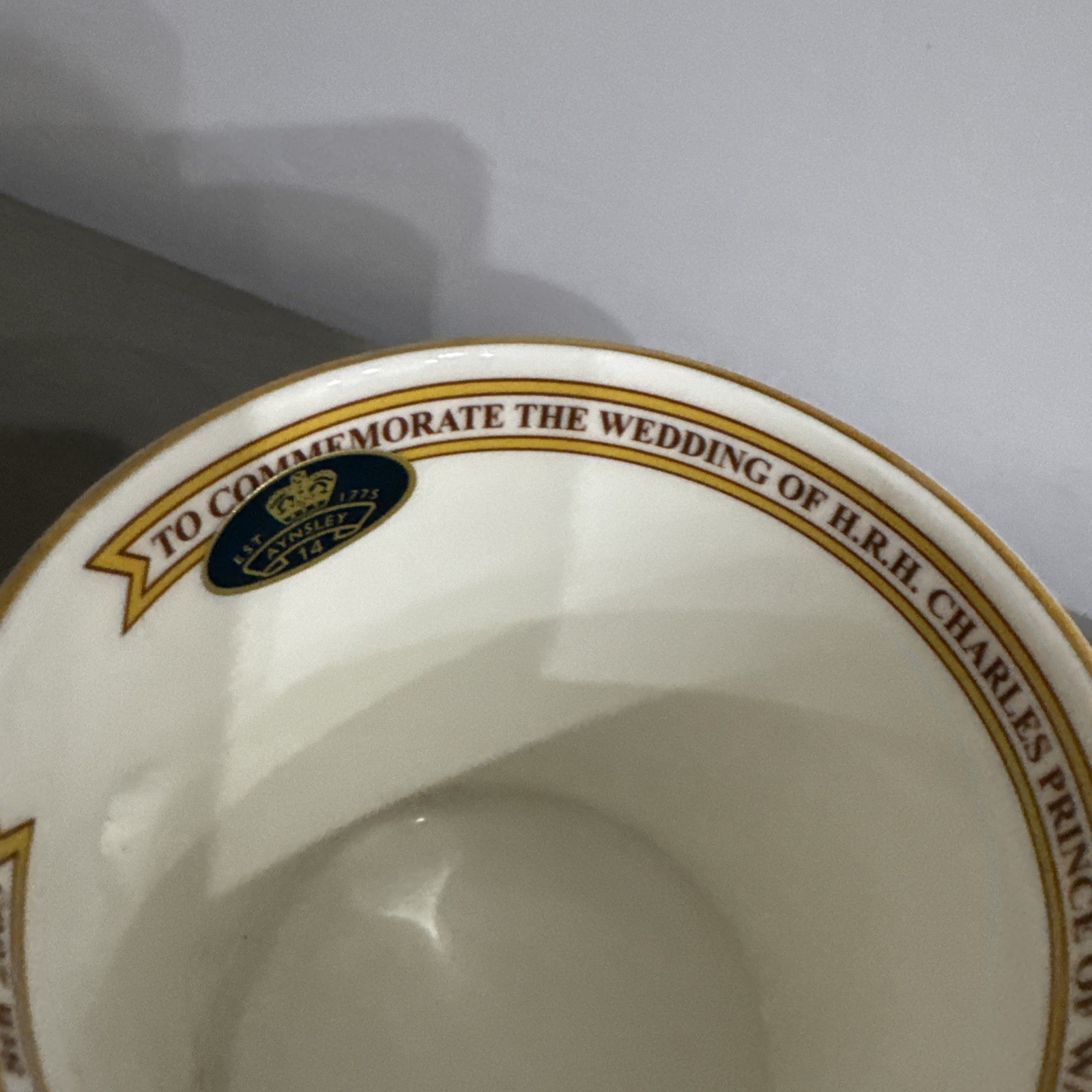 Aynsley Royalty “MARRIAGE PRINCE TO CAMILLA” Bone China ~ Mug ~ 3 5/8″ Tall