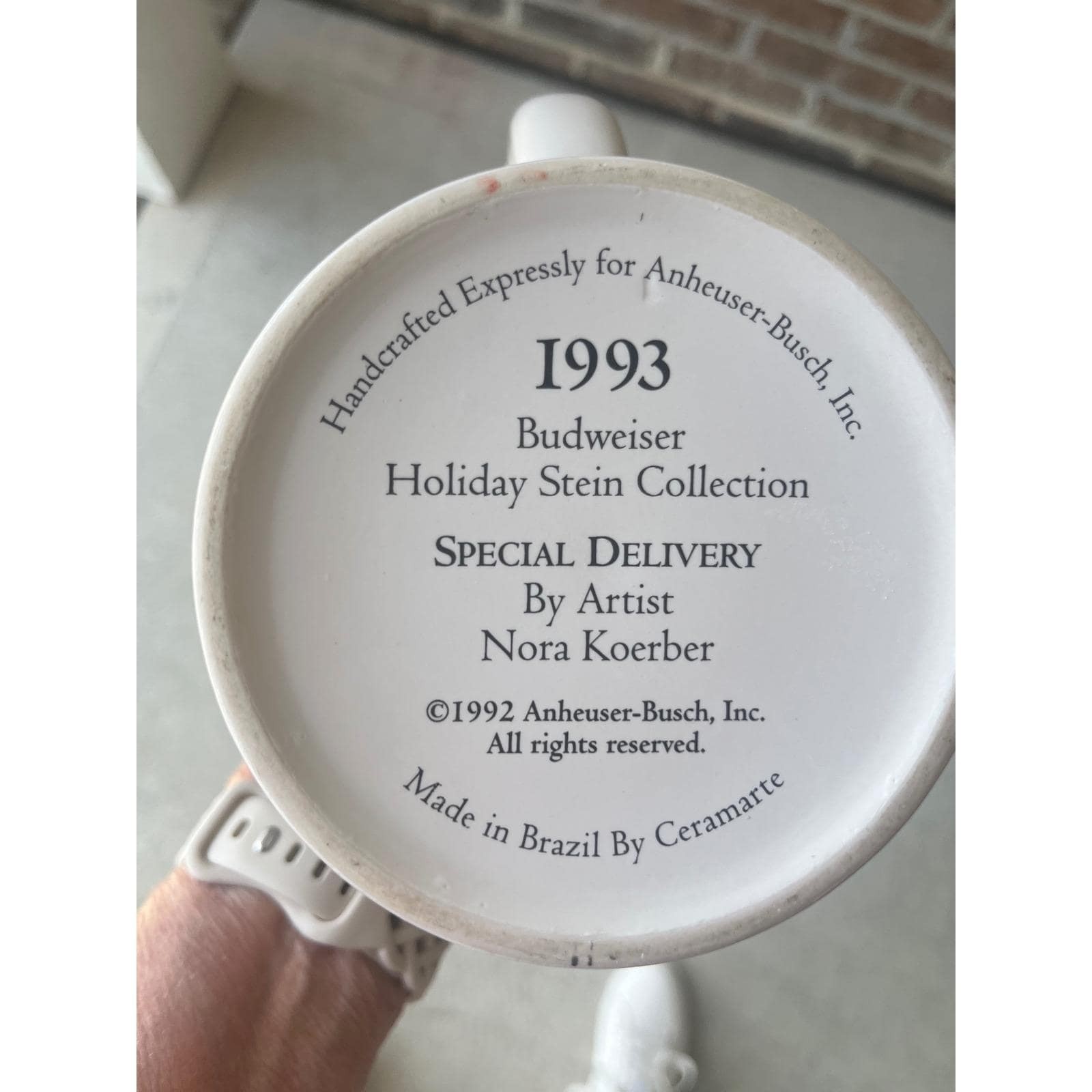 Budweiser Holiday Stein Collection 1993 Special Delivery Nora Koerber