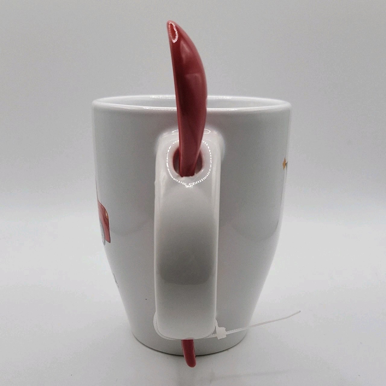 Ceramic 12 fl oz Christmas Coffee Mug w/ Spoon, Red Truck & Tree, White