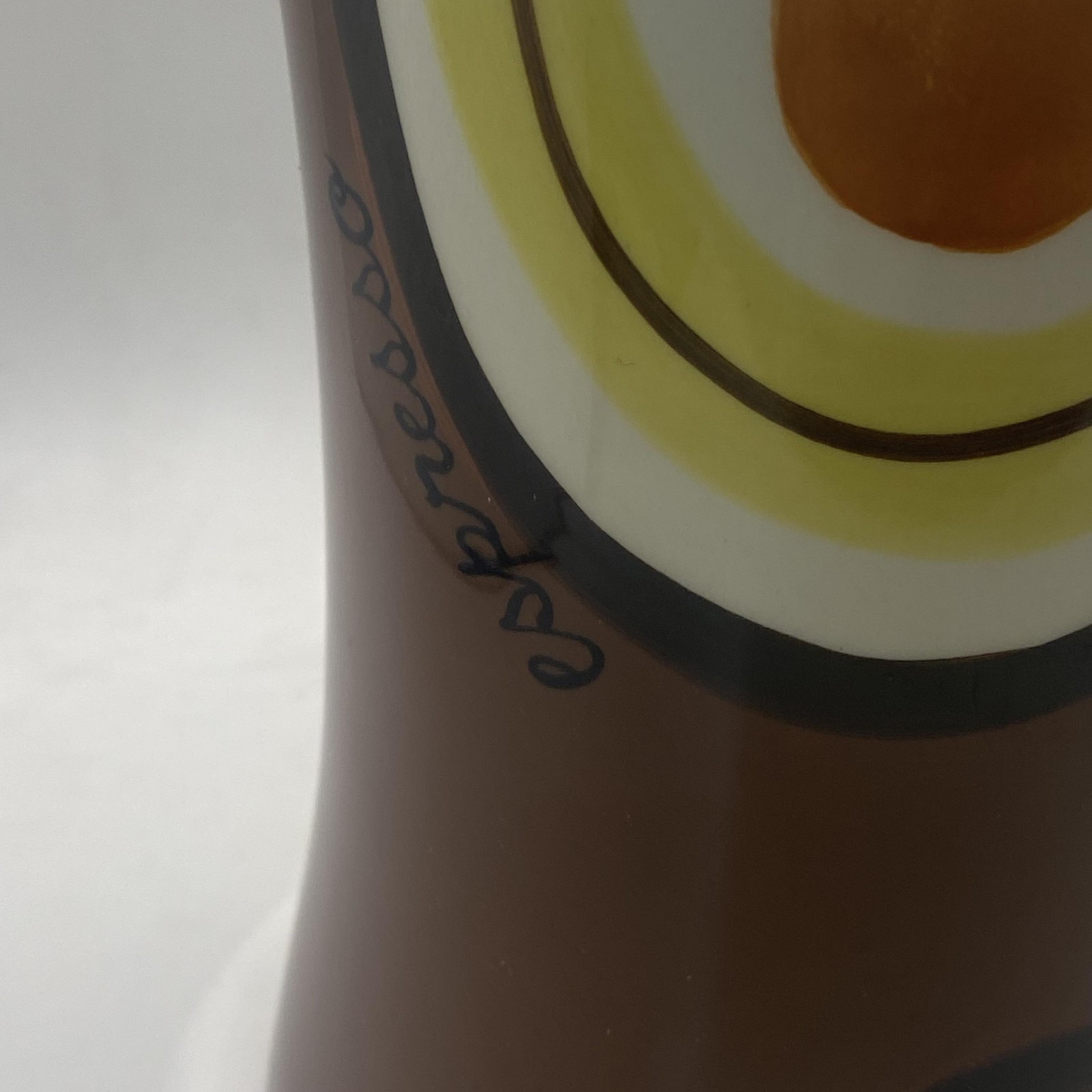HUESNBREWS Brown Circles Coffee Mug Cup Stoneware Mocha Latte Java Espresso