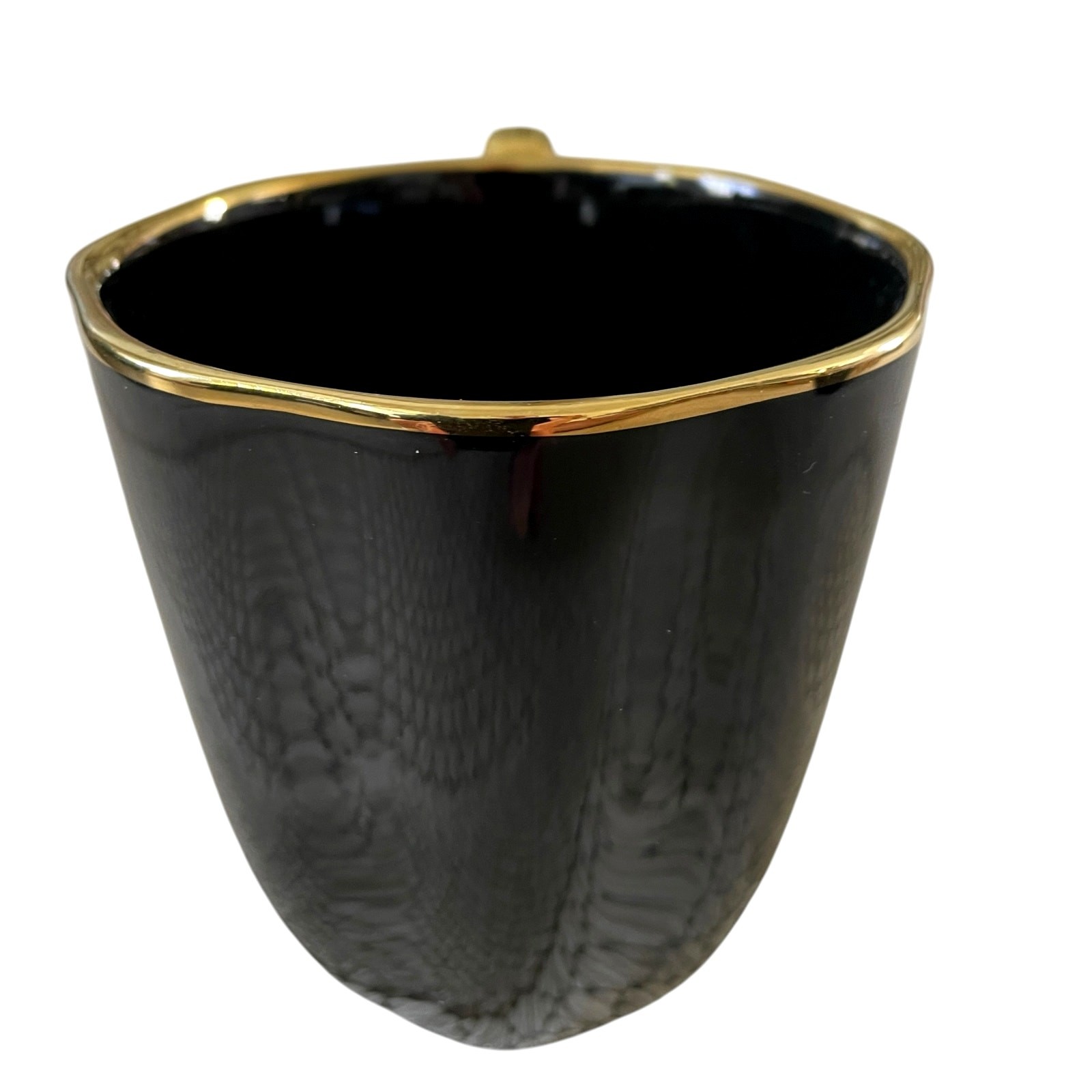 Grace Teaware Fine Porcelain Black & Gold Coffee Mugs Tea Cup Set of 2 NEW