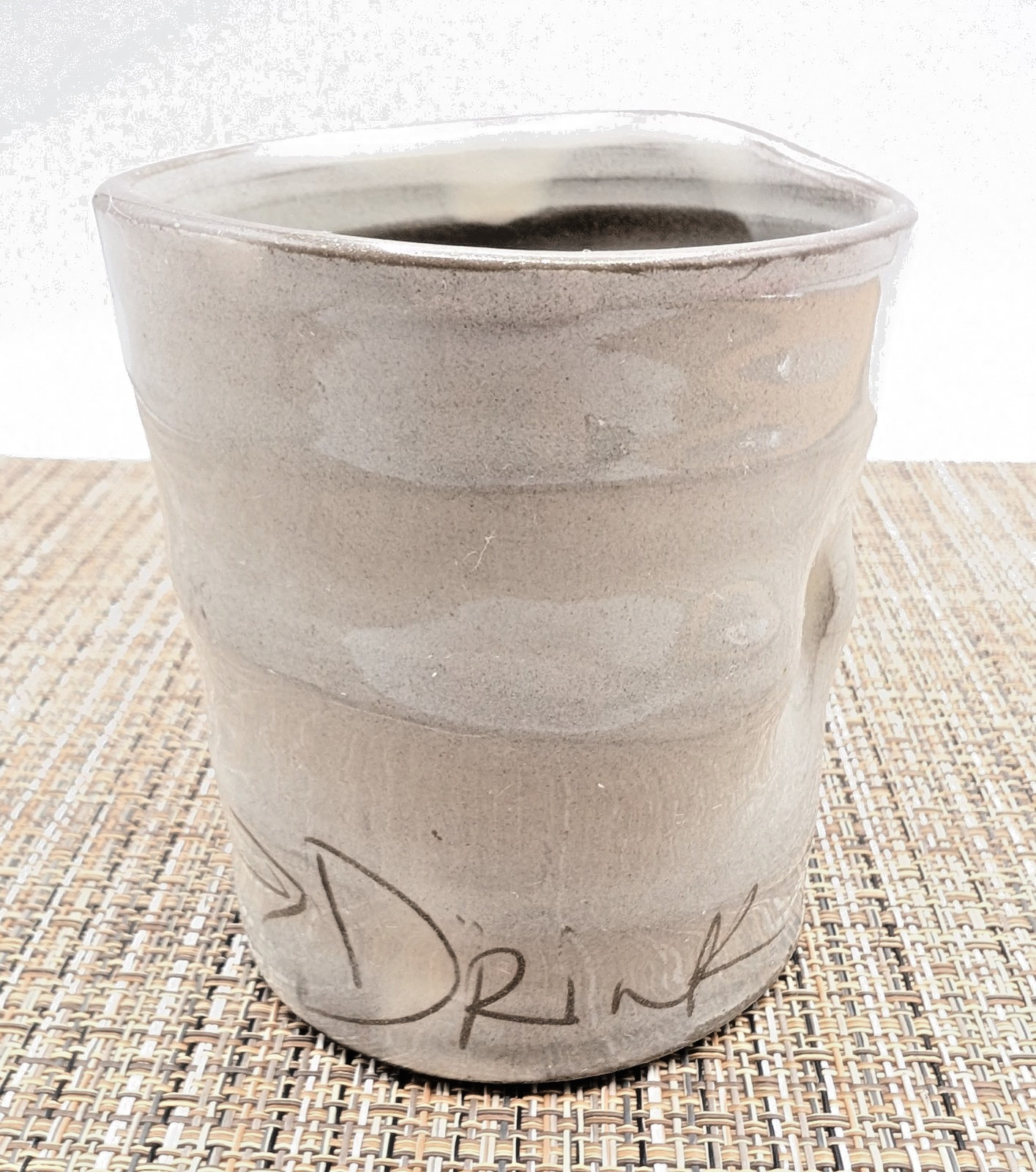 ZPOTS Studio Pottery “A Cup of Courage .. Drink It” Cup Hand Made Stamped