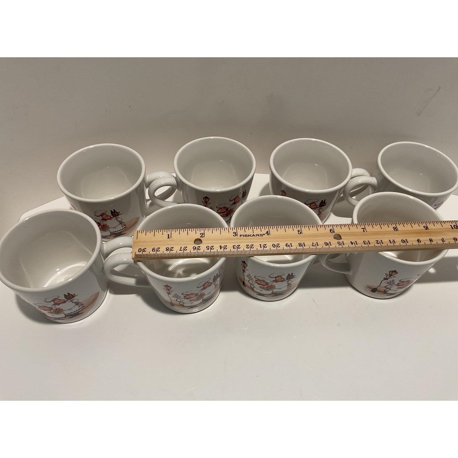 Trista Set of 8 Chef Character Ceramic Coffee Mugs Microwave Dishwasher Safe