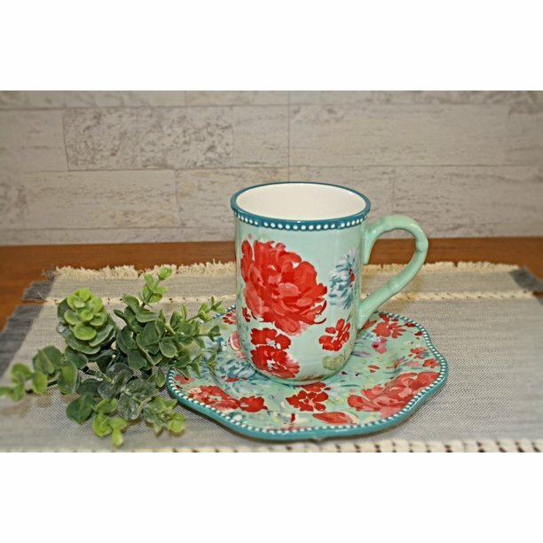 The Pioneer Woman Gorgeous Garden Large Stoneware 23 fl oz Mugs, Set of 4