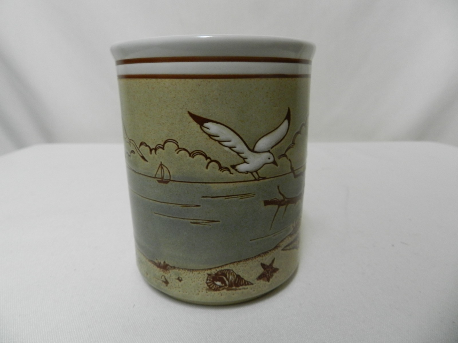 Otagiri Vintage Seagulls Nautical Shells Starfish Ocean Japan Mug Cup stoneware