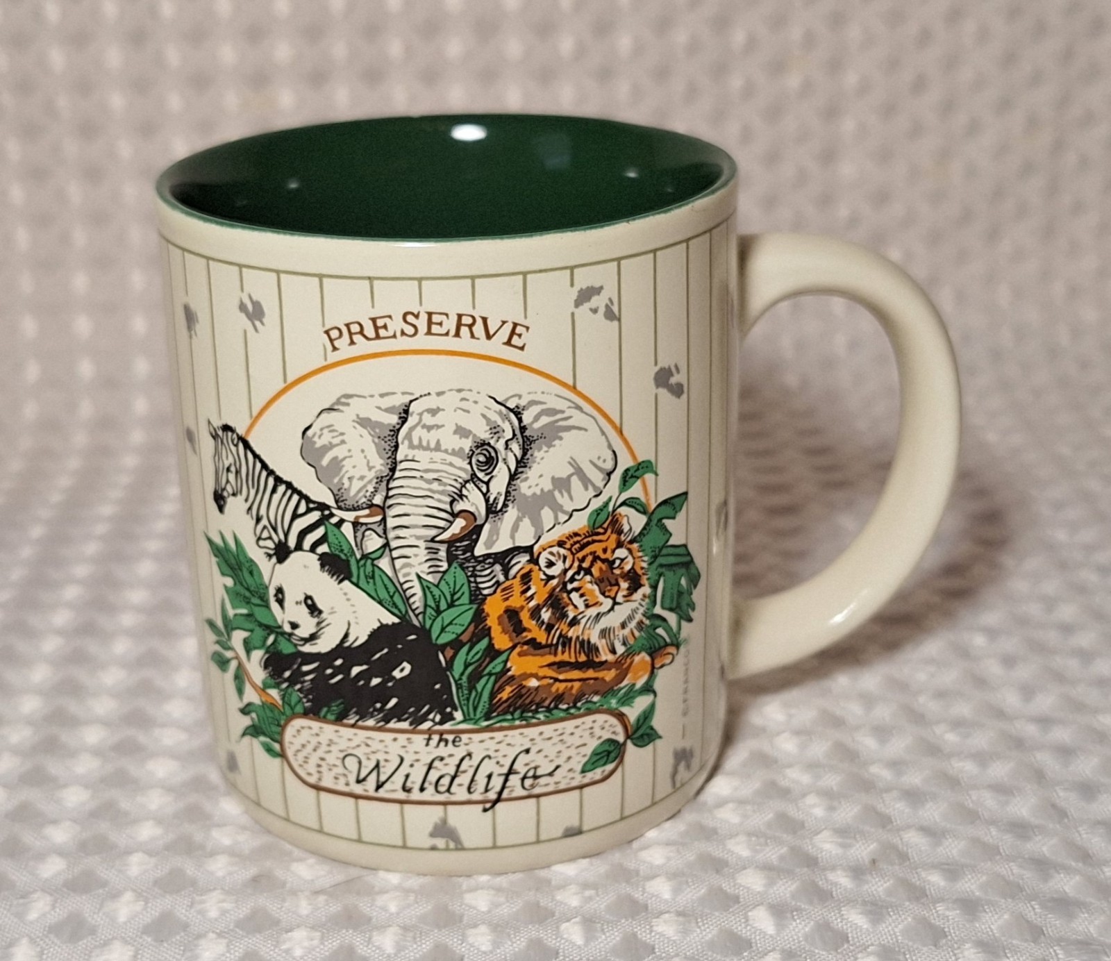 Vintage Preserve Wildlife Endangered Animals Coffee Mug Cup K.I.C. Korea