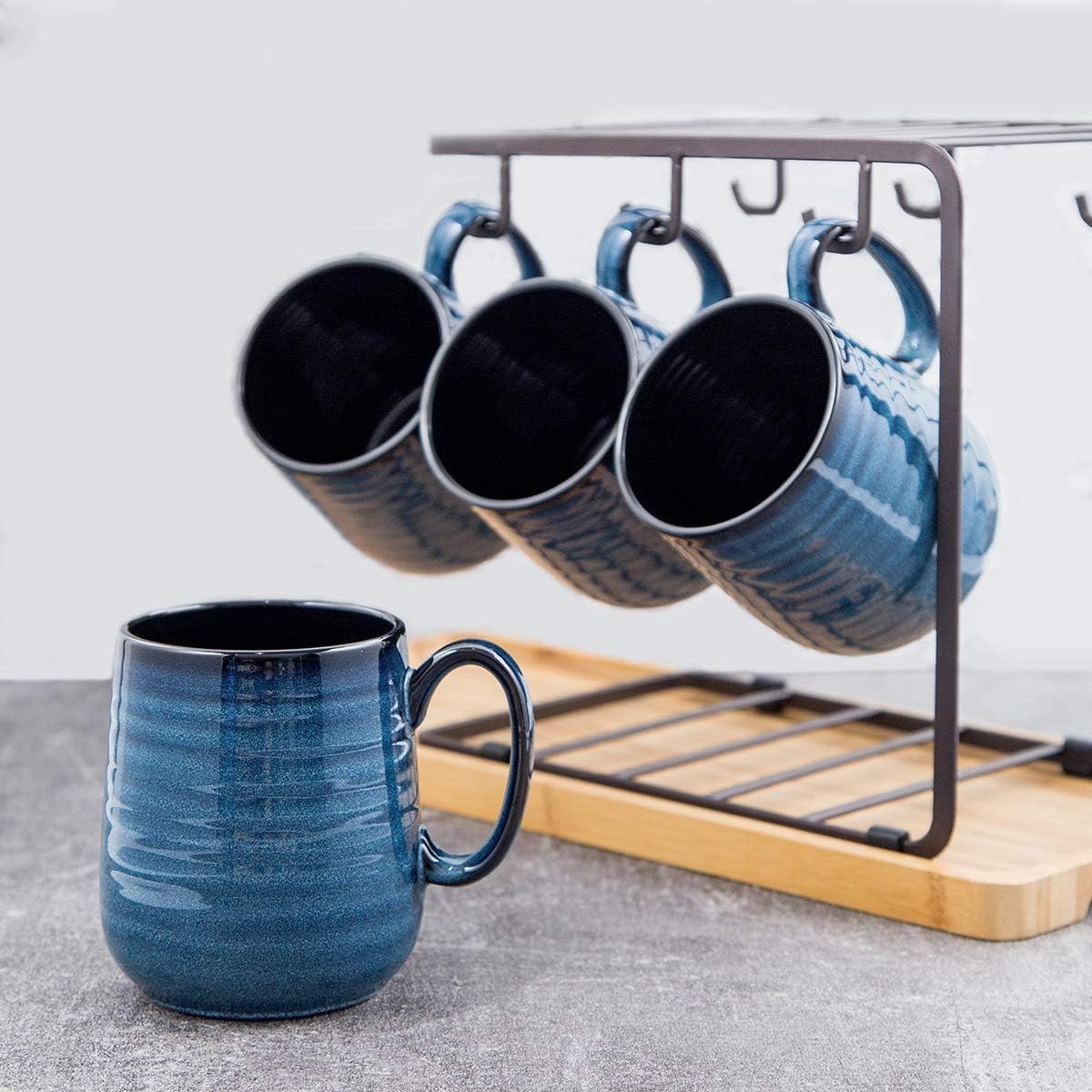 Coffee Mugs Set of 4, 15 Ounce Porcelain Mug Set with Handle for Morning Coff…