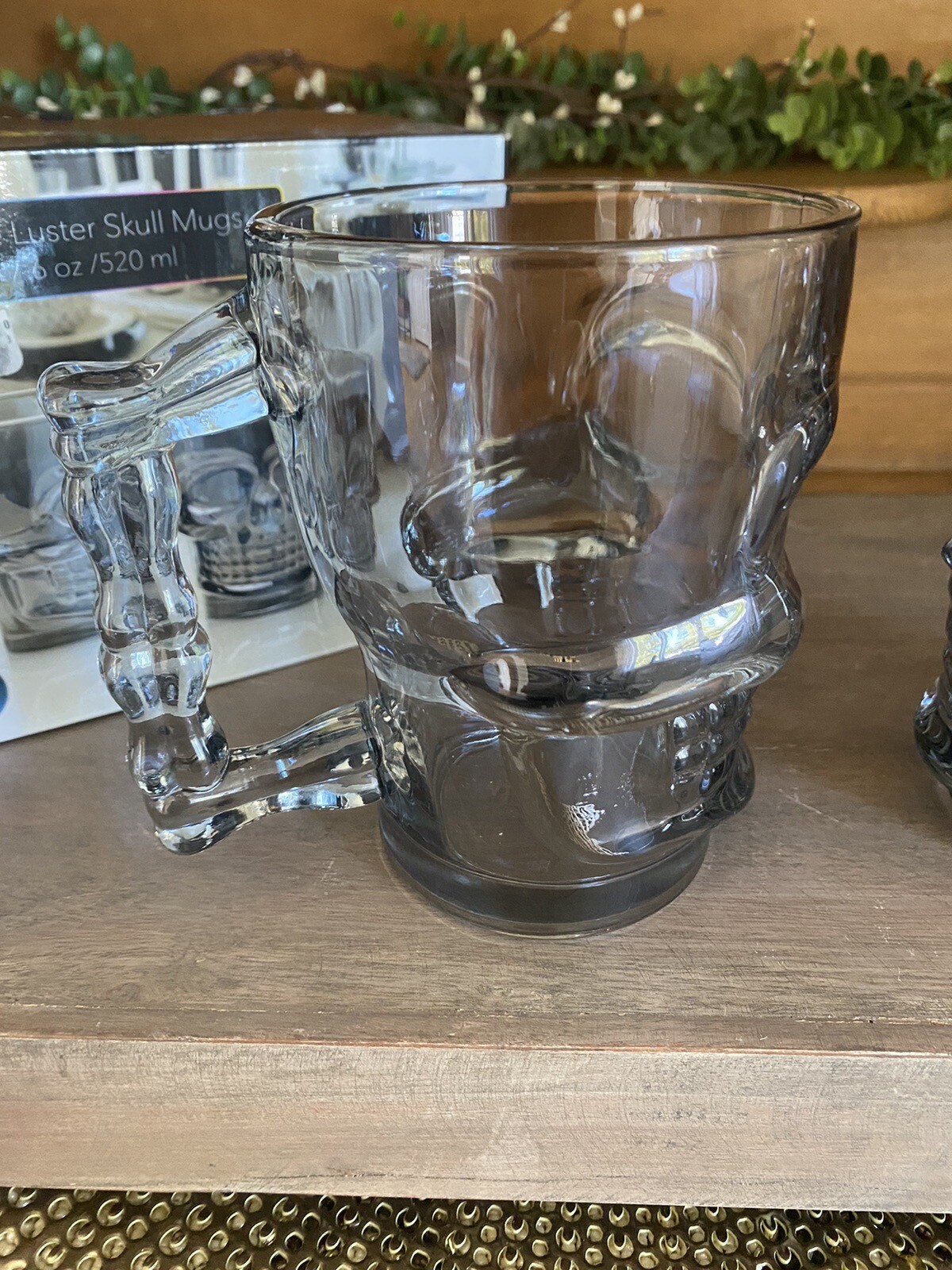 Set of 4 Circleware Smoke Luster Skull Mugs 2 New 2 Used 17.6 oz NICE!!