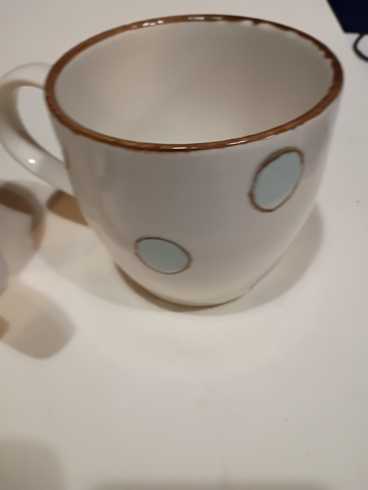 Coffee Mugs Set 2 White With Dots.