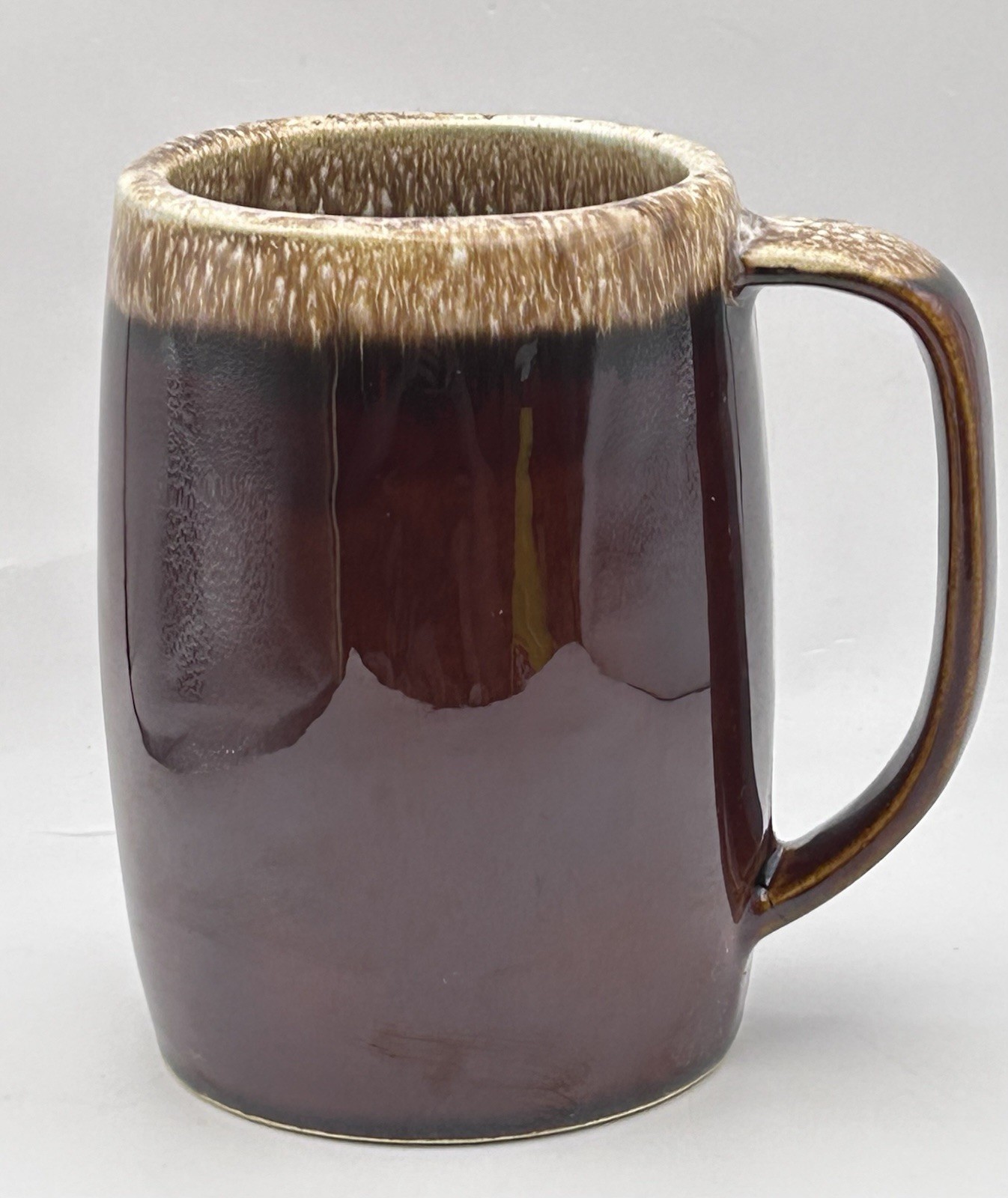 Vintage Hull Brown Drip Glossy 16 oz Coffee Mug, Beer Stein, Oven Proof USA 5”