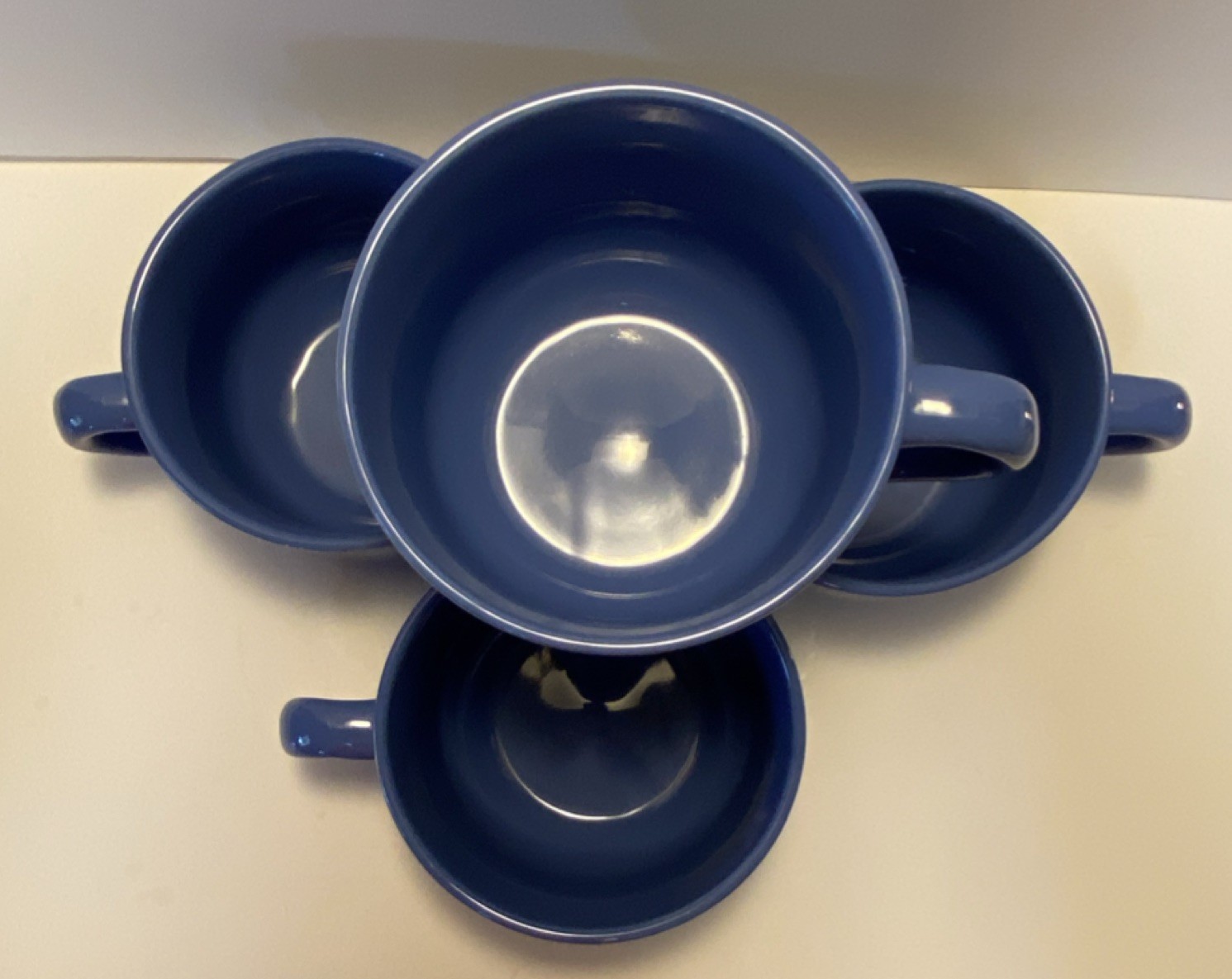 OMNIWARE TEAZ CAFE’COLLECTION SET OF 4 SAPPHIRE BLUE 24oz MUGS,DURABLE STONEWARE