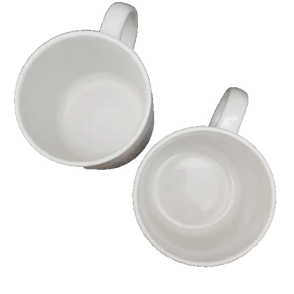 Potter’s Corner Large White Geometric Minimalist Art Deco 14oz Mugs-Set of 2