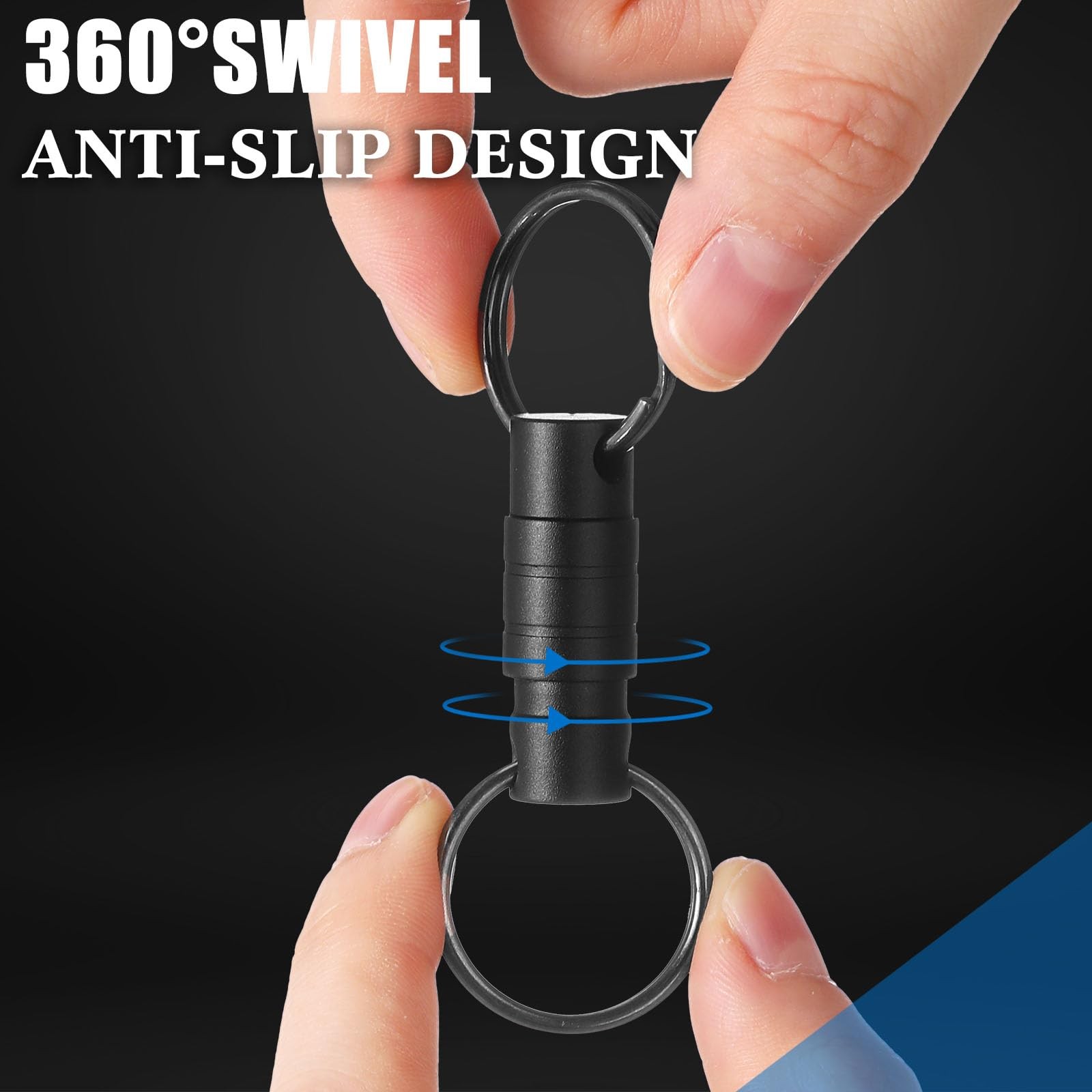 Yaocom 2 Pieces Quick Release Swivel Keychain 3 x 1.0 x 0.4 inches, Black