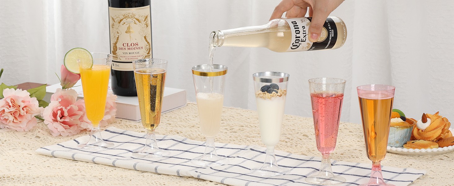 Plastic Champagne Flutes Champagne Glasses Disposable Mimosa Glasses Crystal