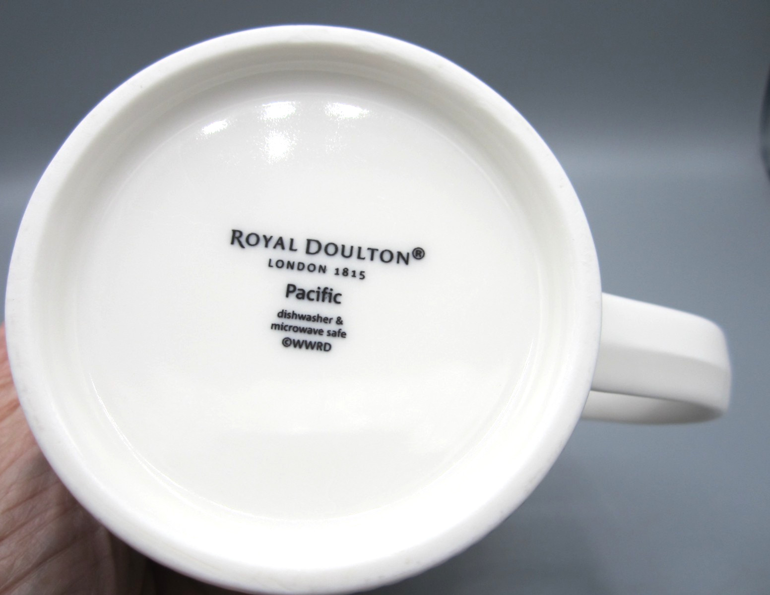 Royal Doulton Pacific White with Blue Dots Ribbed Tea Coffee Mug 14 oz (272)