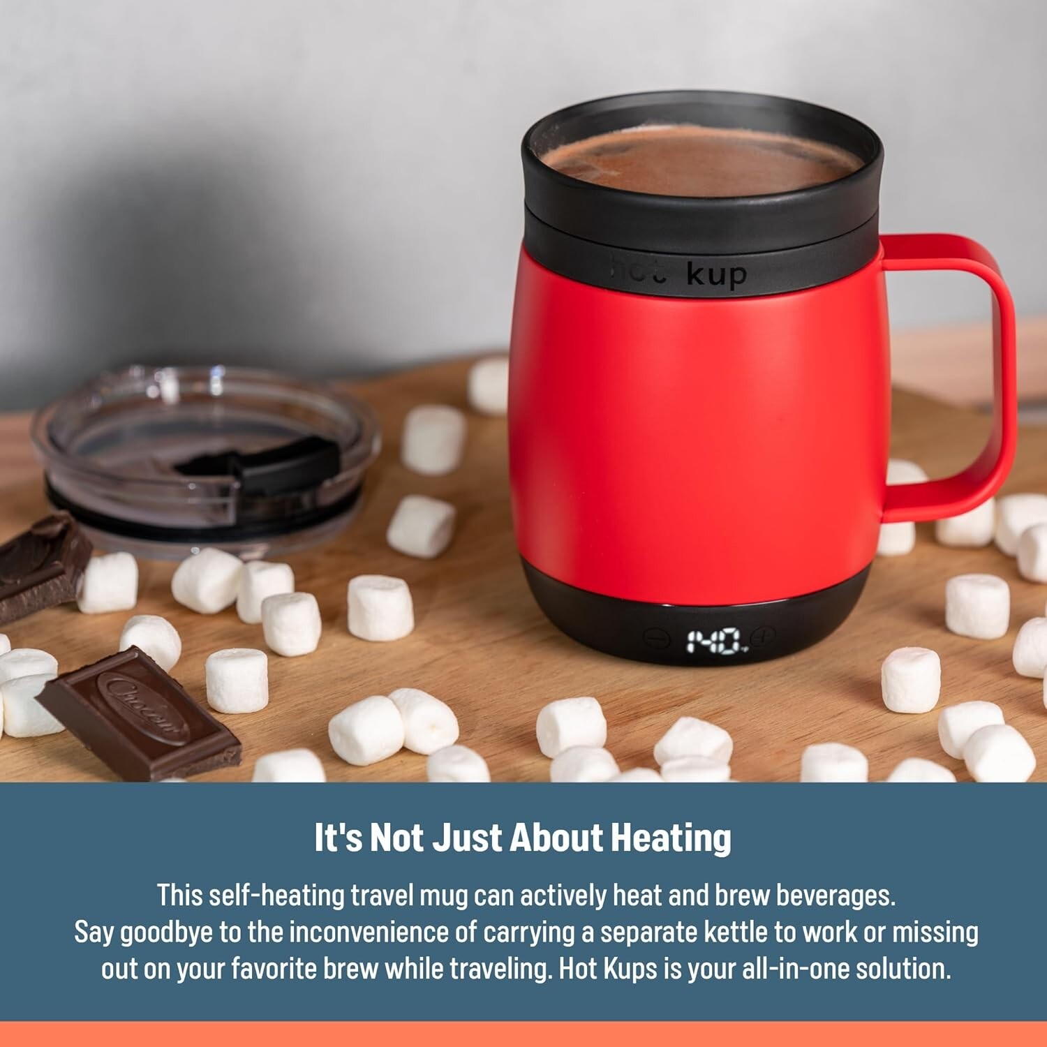 HOT KUP Heated Coffee Mug 14oz Temperature Controlled Smart Cup Red