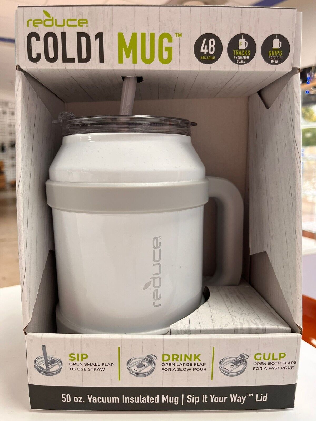 REDUCE Cold1 Mug 50 oz Tumbler with 3-in-1 Lid, Handle and Straw Stainless Steel