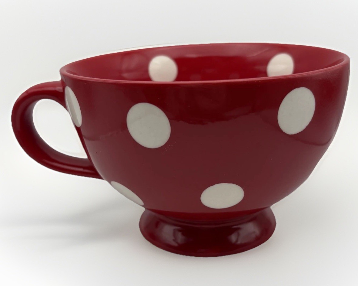 Red White Confetti Mug White Polka Dot Large Pier 1 Imports 16oz Discontinued