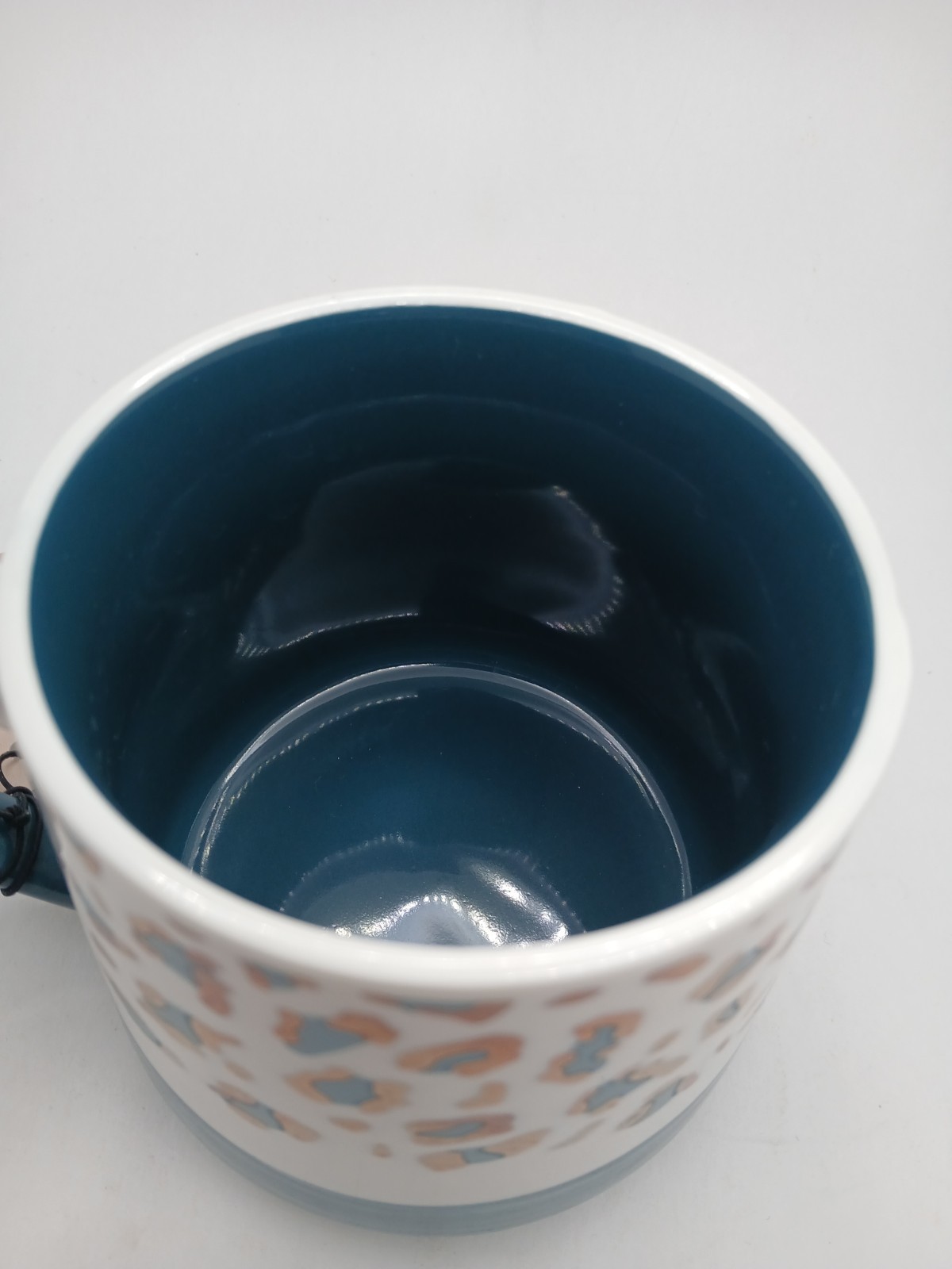 Leopard Print Coffee Mug Teal Interior Speckled Ceramic Gift Mug Modern