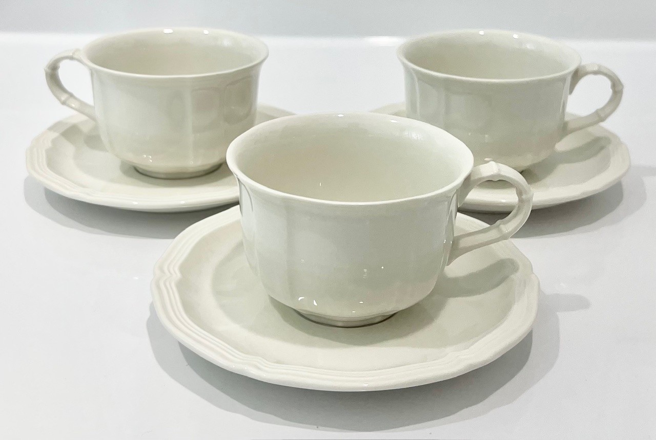 VILLEROY & BOCH Luxembourg MANOIR Pattern COFFEE CUP & SAUCER SETS ~ Set of 3
