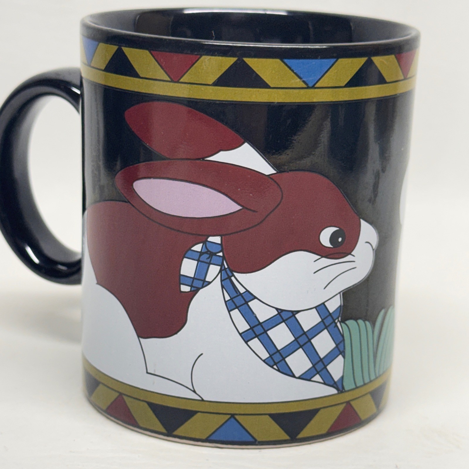 Unbranded Vintage Bunny Mug Unisex OS Black Plaid Rabbit Japan Retro Kitsch