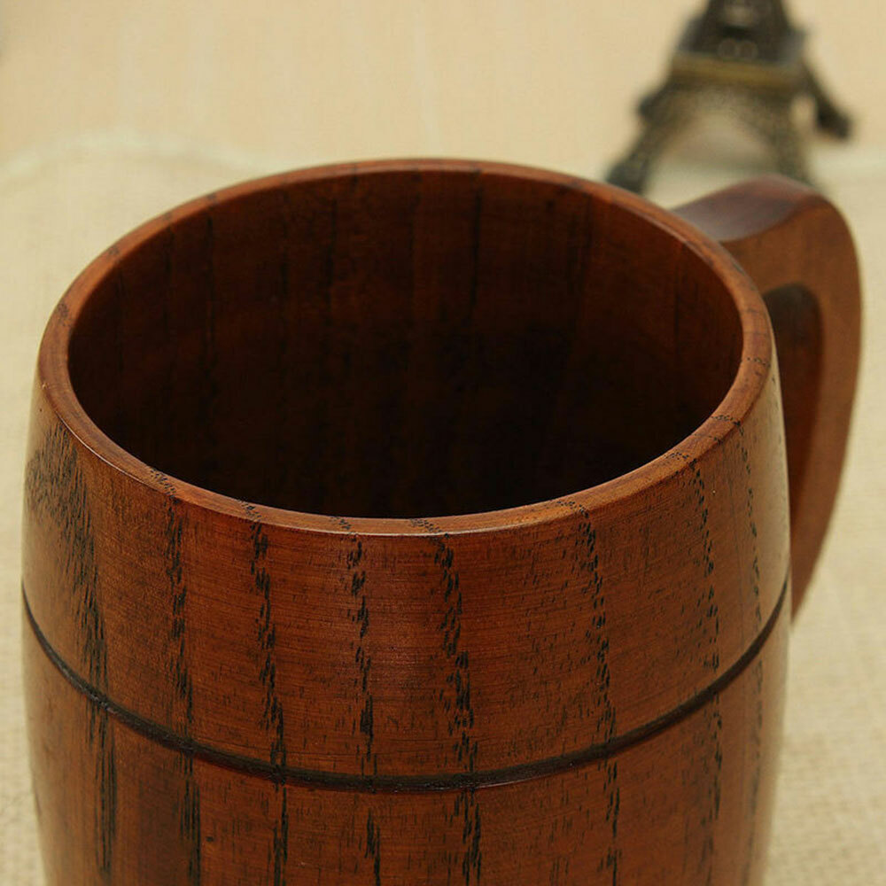 Vintage Handmade RARE Natural Wooden Cup Wood Mug Juice Beer Water Drinking