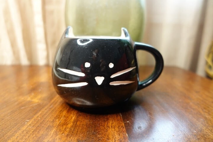 Black Cat Face Mug Cute Ceramic Coffee Tea Cup Whiskers Ears Handle