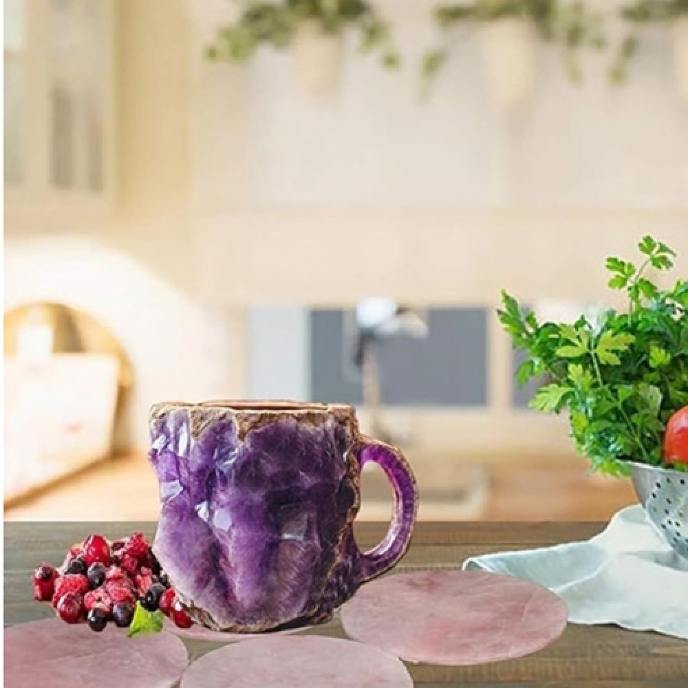 400ml Resin Mineral Crystal Coffee Mugs With Handles Elegant Fake Mineral Cup