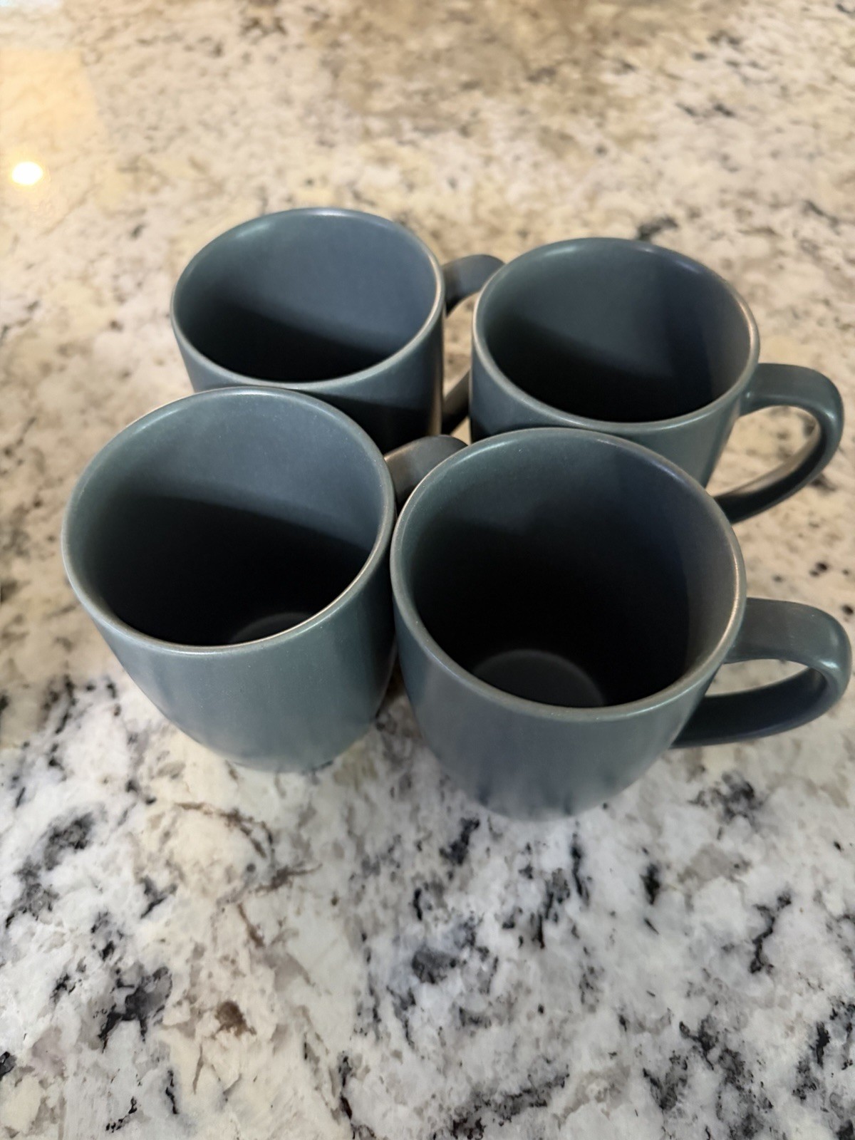 Elite Stoneware Gray Coffee Mugs Set of 4, 14 oz Dishwasher Microwave Safe