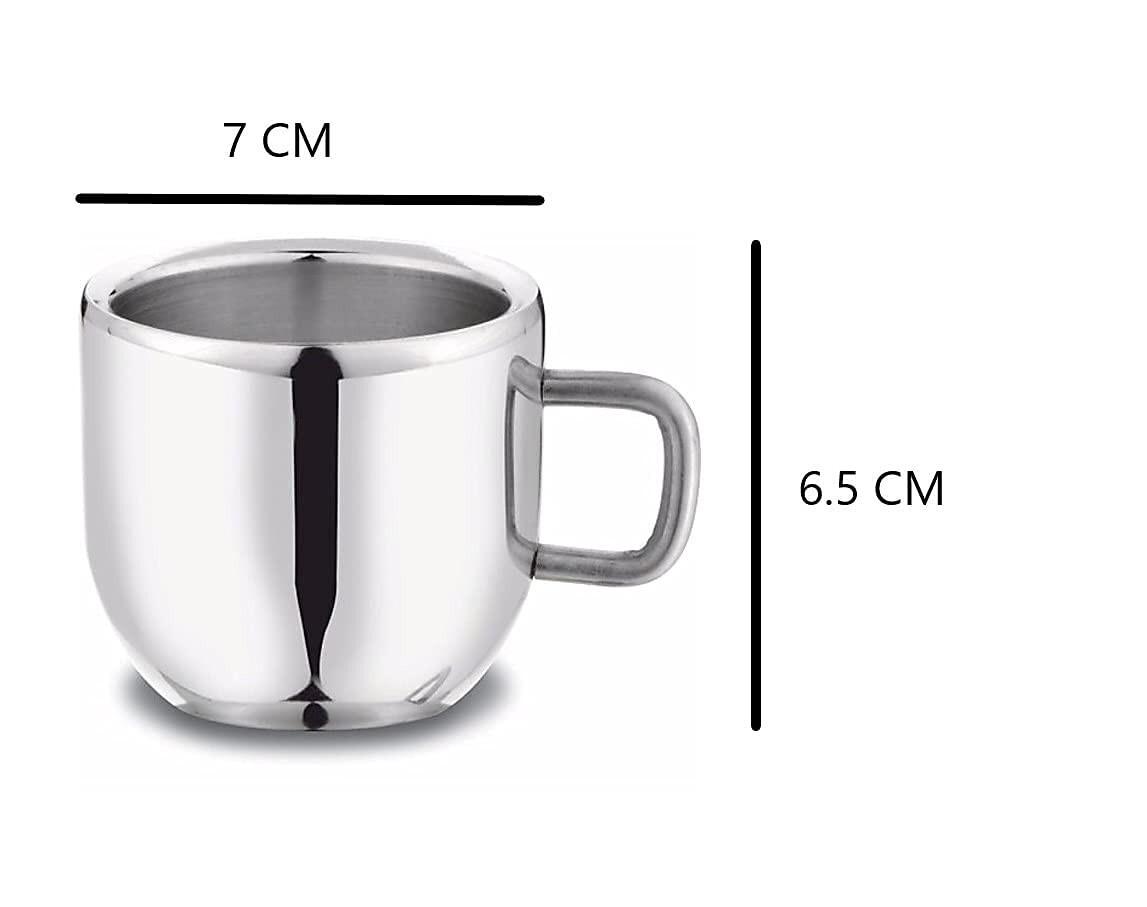 Stainless Steel Mini Tea Coffee Cup Double Wall Small Size Set of 6 80ml US