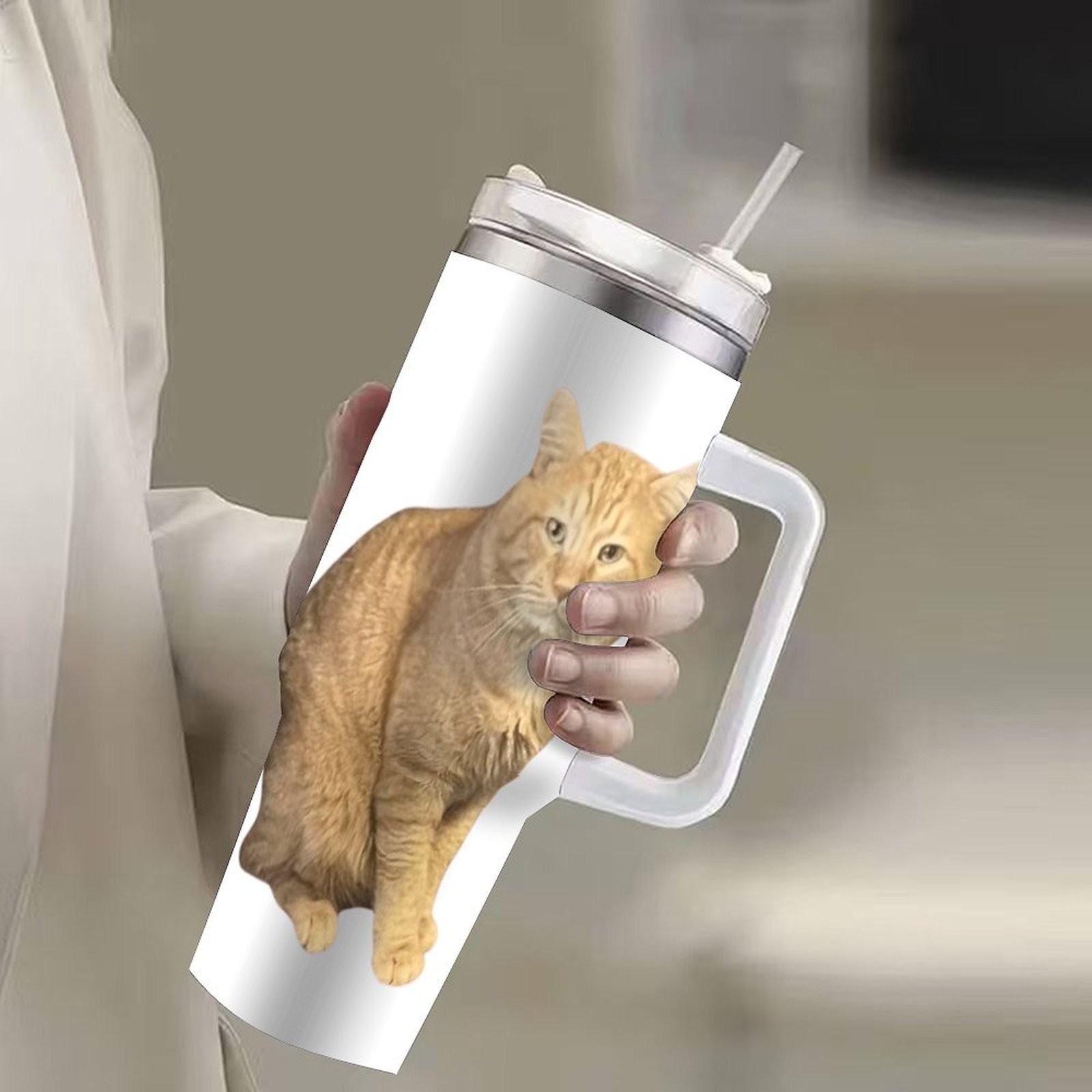 Personalized Engrave Photo Text Drink Tumbler With Lid Straw Laser Printing Gift