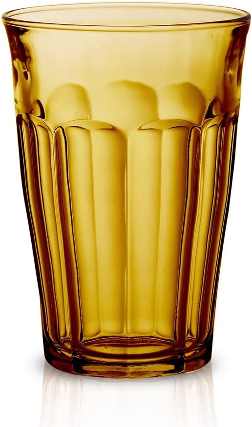 Made In France Picardie Glass Tumbler Set Of 6 121/8 Oz Amber