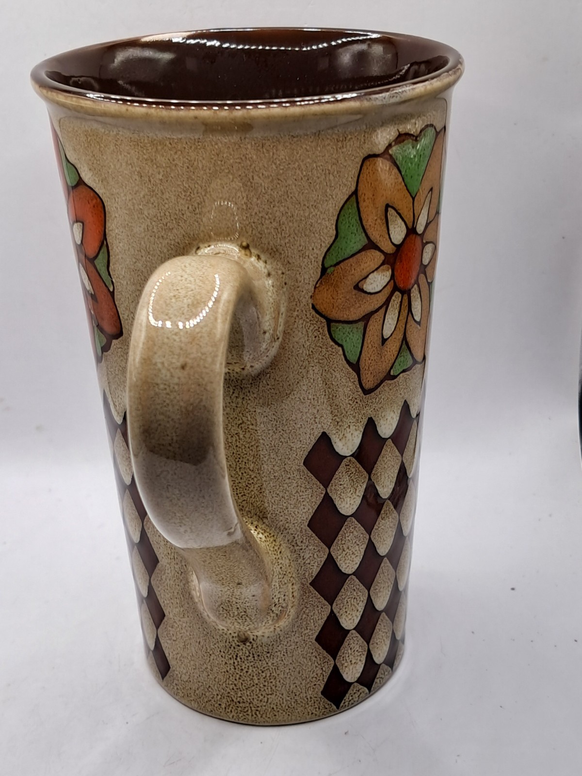 Mid Century Modern Style Kitchen Hand Painted Flowers Ceramic Coffee Latte Mug