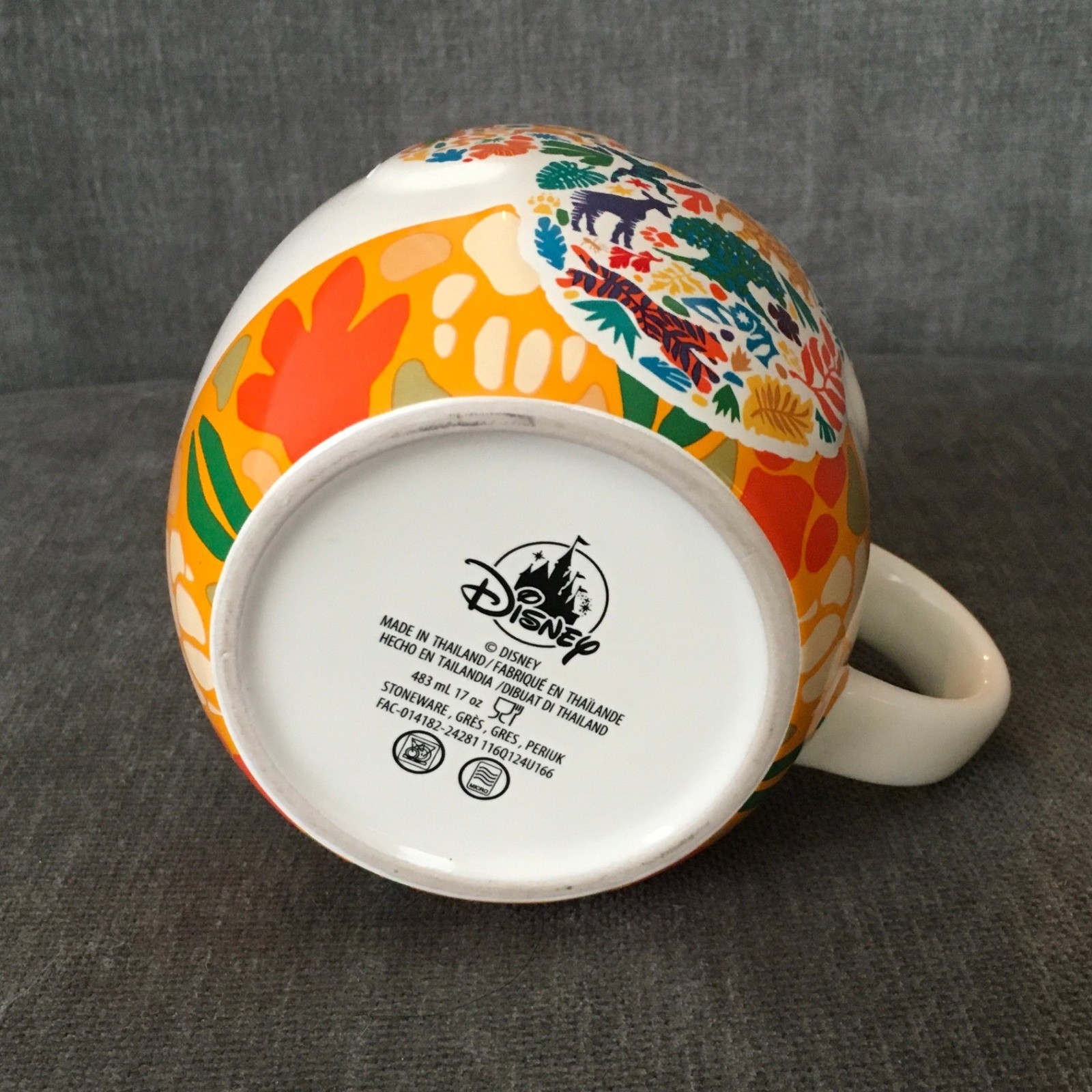 Disney Animal Kingdom Ceramic 17 oz Coffee Mug Rounded Raised Mickey Silhouette