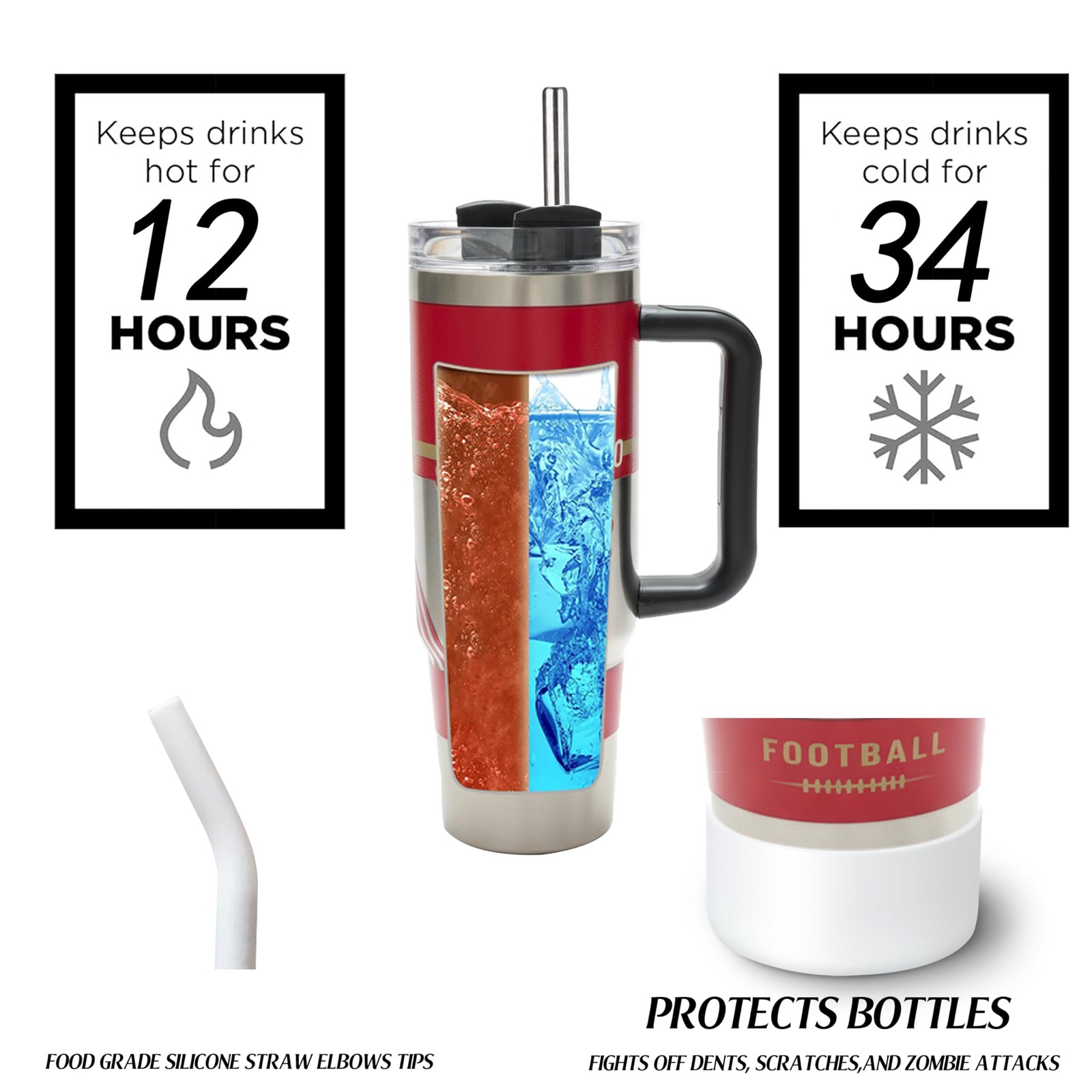 Tumblers 40oz Straight Skinny Car Cups Sports Travel Coffee Mug, Stainless St…