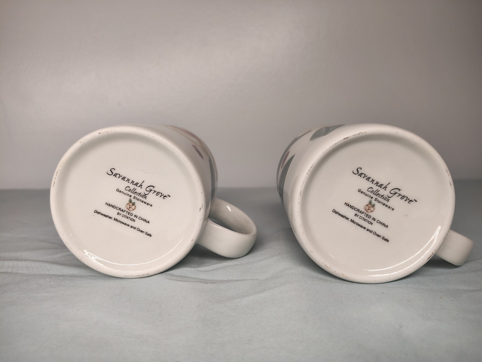 Savannah Grove Collection Floral Stoneware Coffee Mugs Set of 2, 13 fl oz