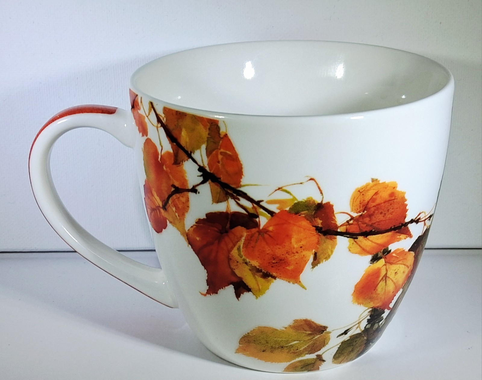 PPD Porcelain Big Coffee Mug 18 oz Gail Flores Bird & Autumn Leaves Gift Box