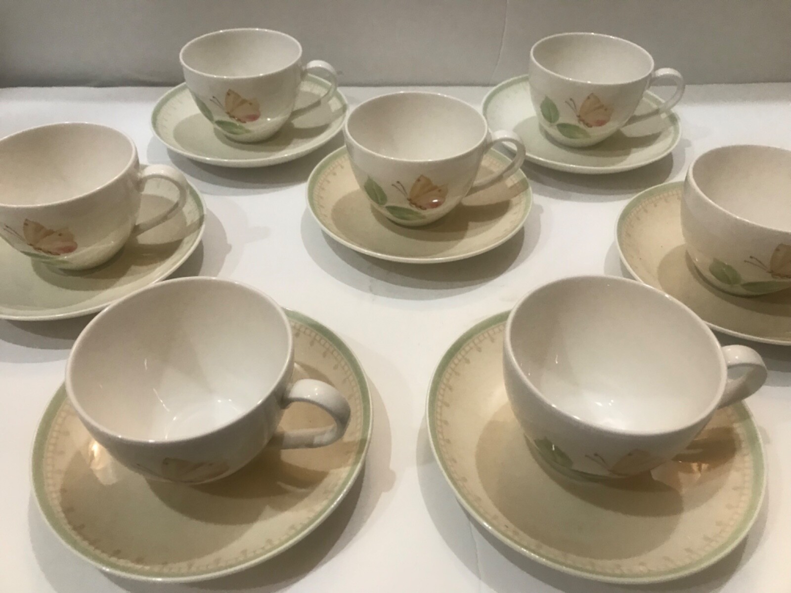 Villeroy Boch Florea Butterfly Set of 6 Tea Cups Made In Luxembourg