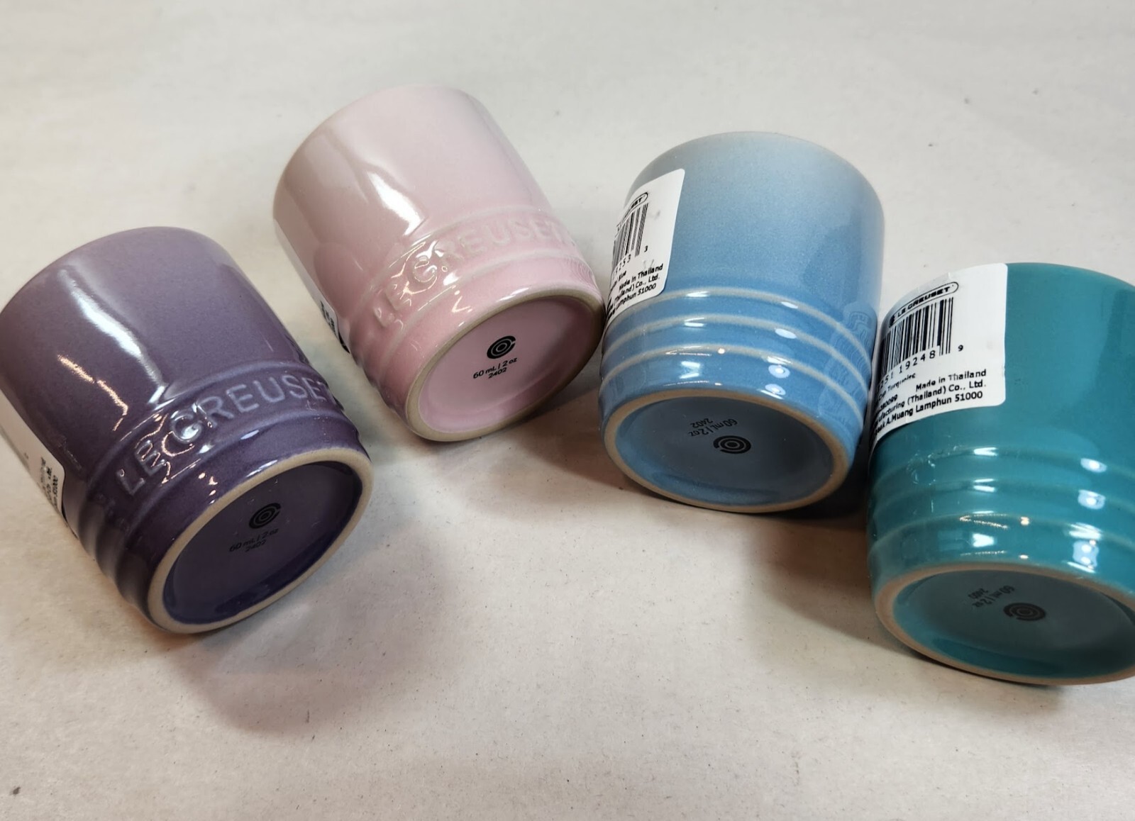 Le Creuset Set of 4 Signature Petite Tasse Pastel Tasting Cups 2 oz NWT