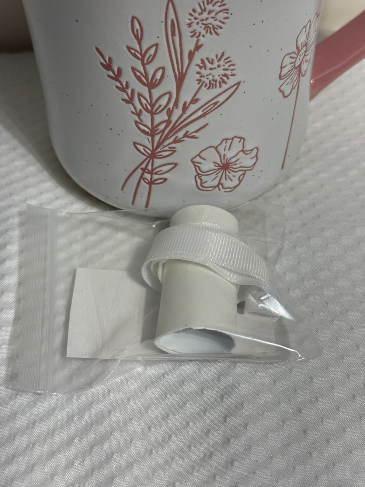 Petal & Pearl 21oz Ceramic/Stoneware Mug Pink Embossed Flowers #702