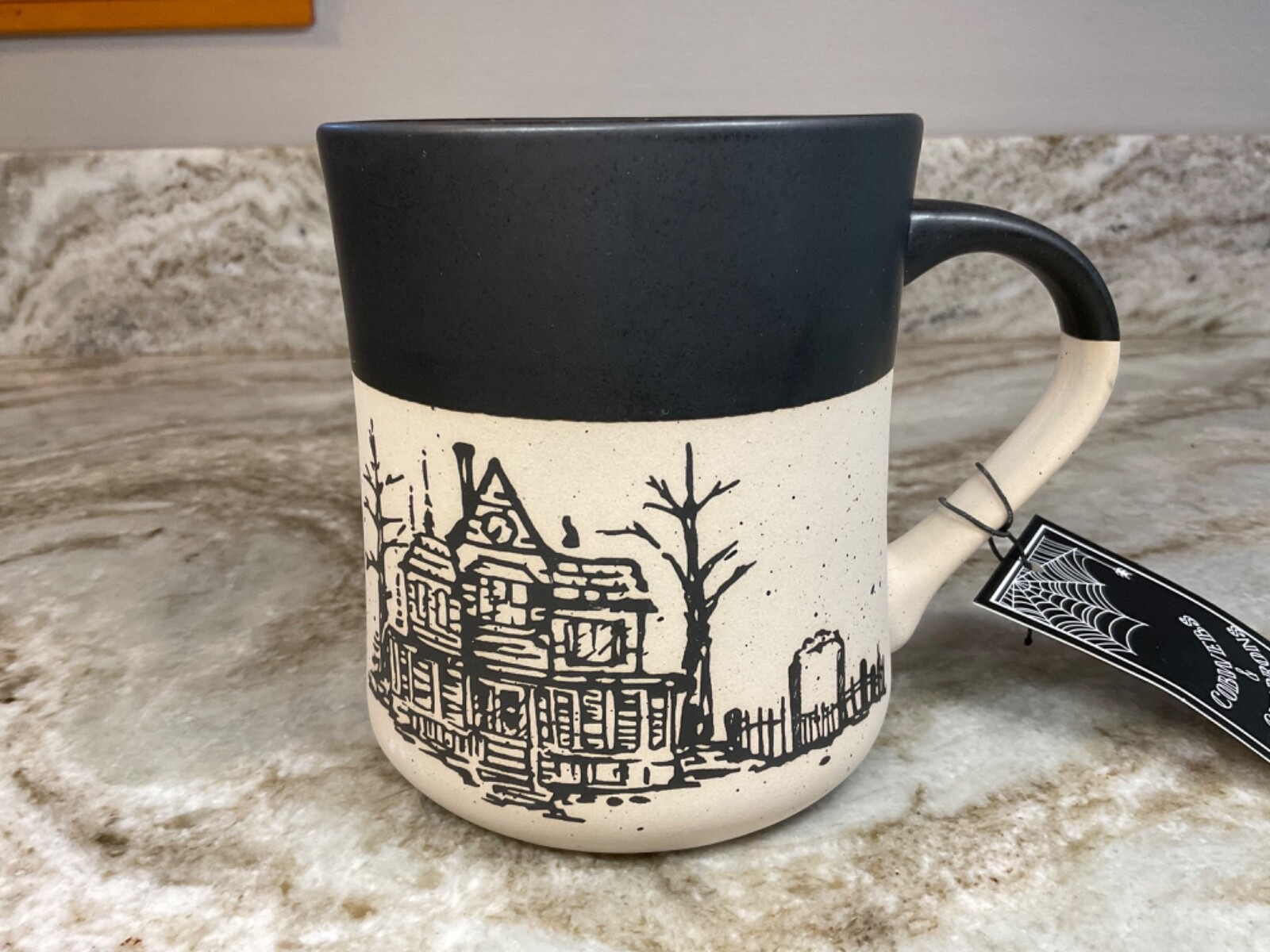 Large Coffee Mug Halloween Scary Haunted House. Cobwebs & Cauldrons New