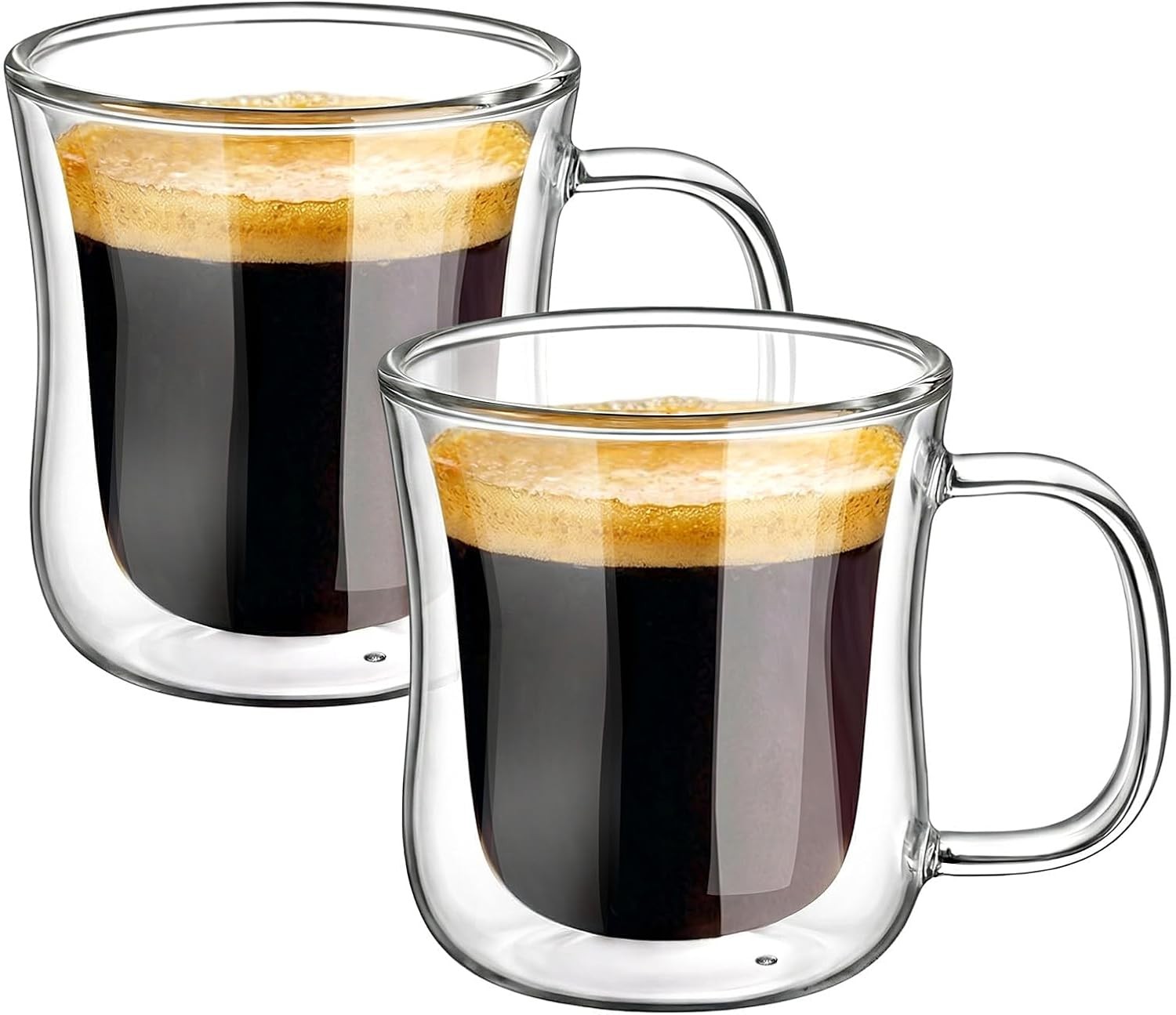 Espresso Cups 4 Oz Double Walled Glasses Coffee Mugs Set of 2, Clear Glass