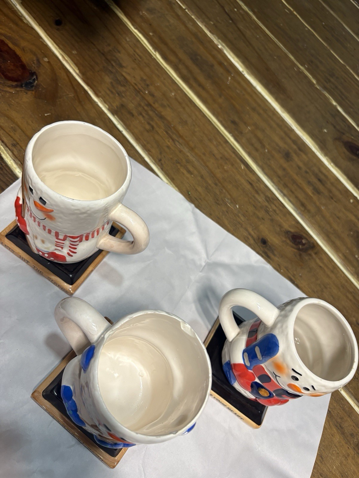 Bay Island Inc. Christmas Snowman Figural Ceramic Mugs Set of 3, 8 fl oz