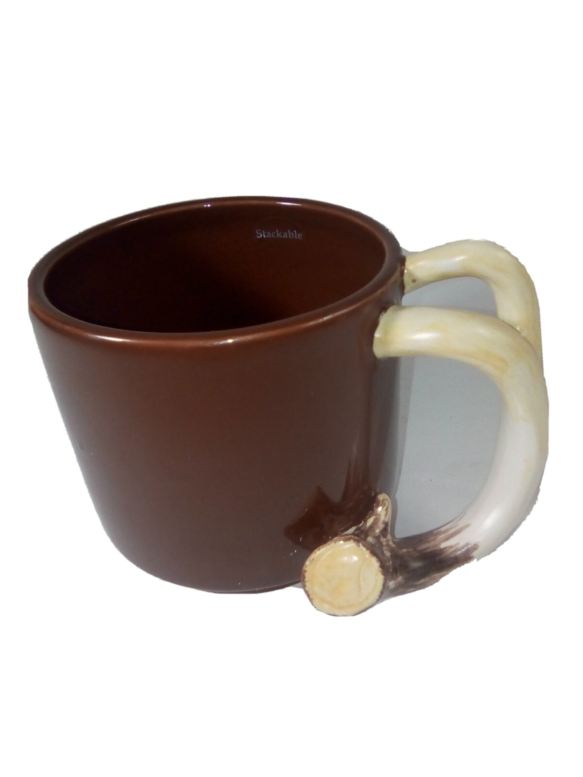 Big Sky Carvers Deer Antler Handle Pottery Ceramic Coffee Mug 16.0 oz.