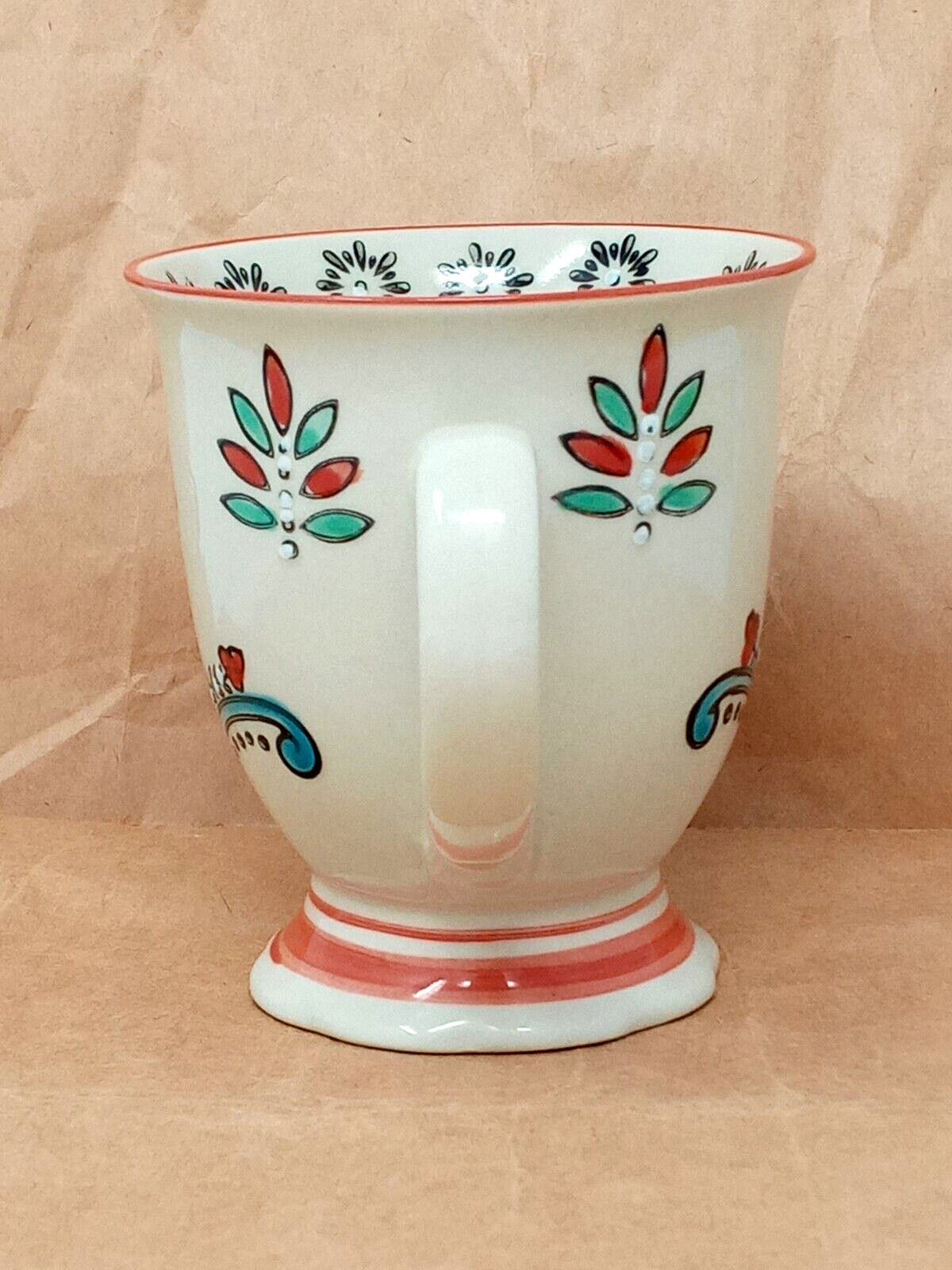 Royal Yokohama Studio Miyabi Coffee Cup Mug Floral Embossed Footed EUC boho