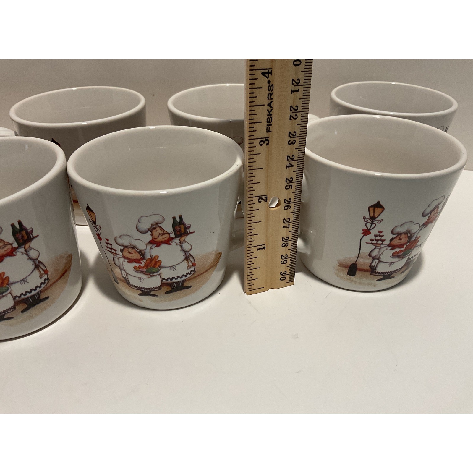 Trista Set of 8 Chef Character Ceramic Coffee Mugs Microwave Dishwasher Safe