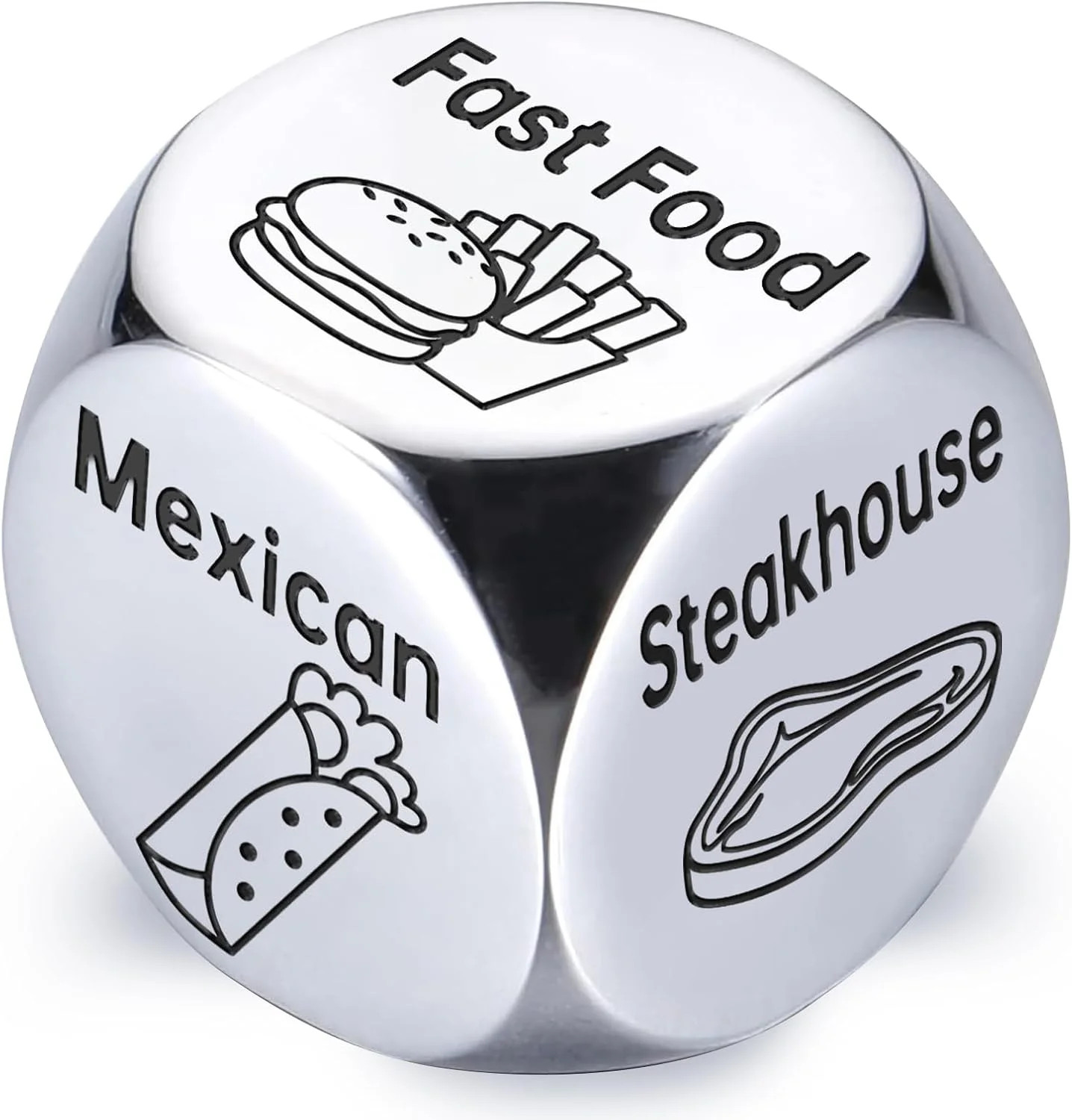 Food Decision Dice Fathers Day Gift for Dad Funny Stainless Steel Food Dice Game
